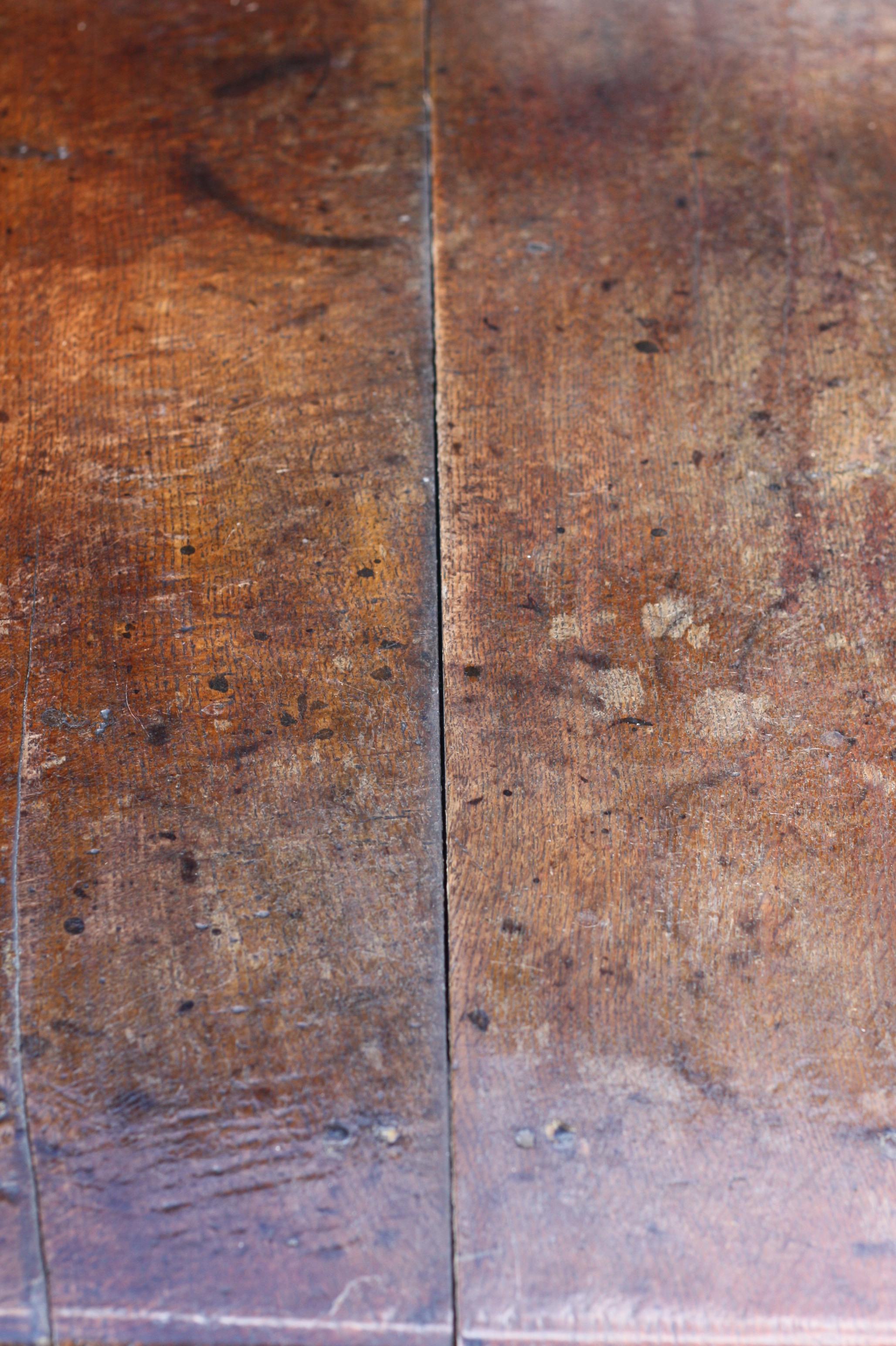 Carved Original English Jacobean Oak Side Table For Sale