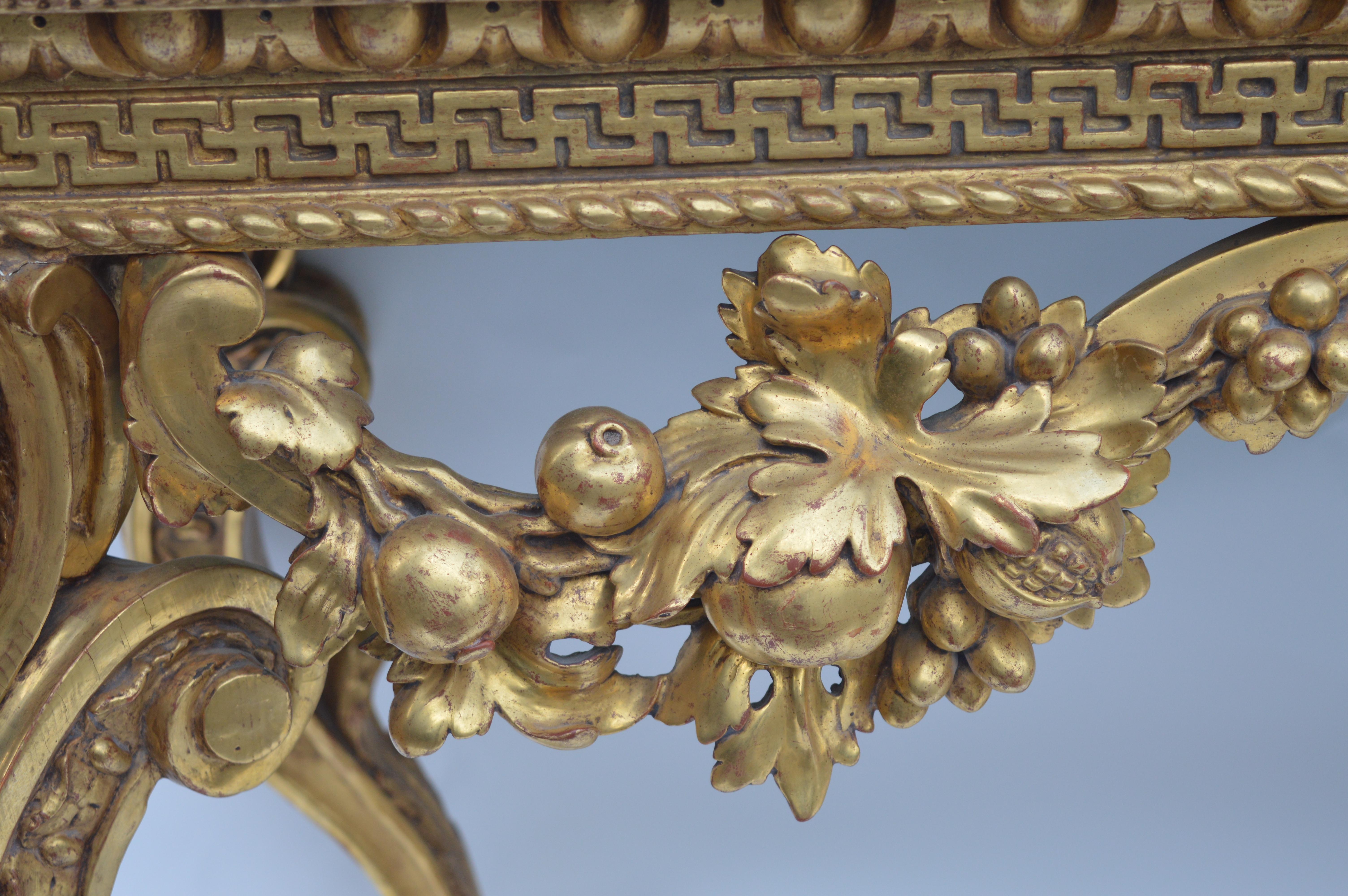 Original English, Neoclassical, Giltwood Console Table For Sale 8
