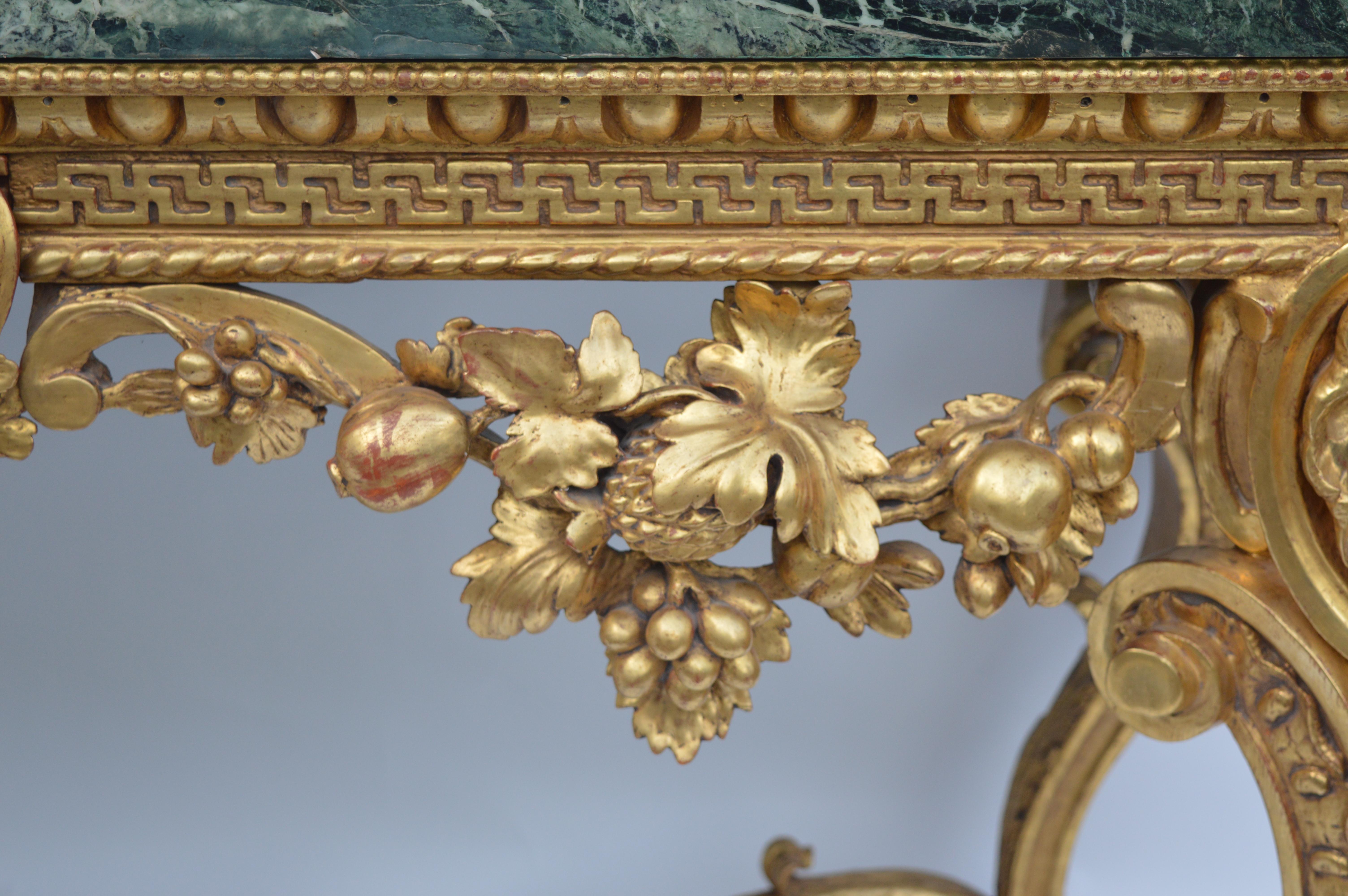 Marble Original English, Neoclassical, Giltwood Console Table For Sale