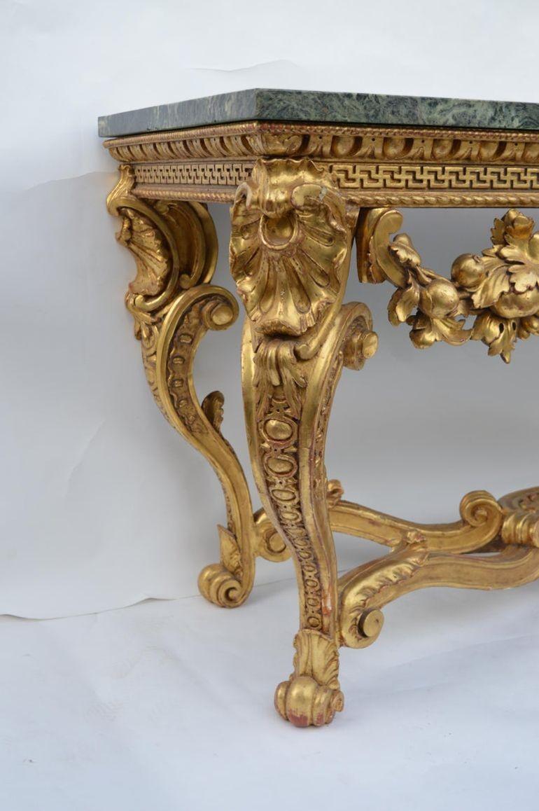 Marble Original English, Neoclassical, Giltwood Console Table For Sale