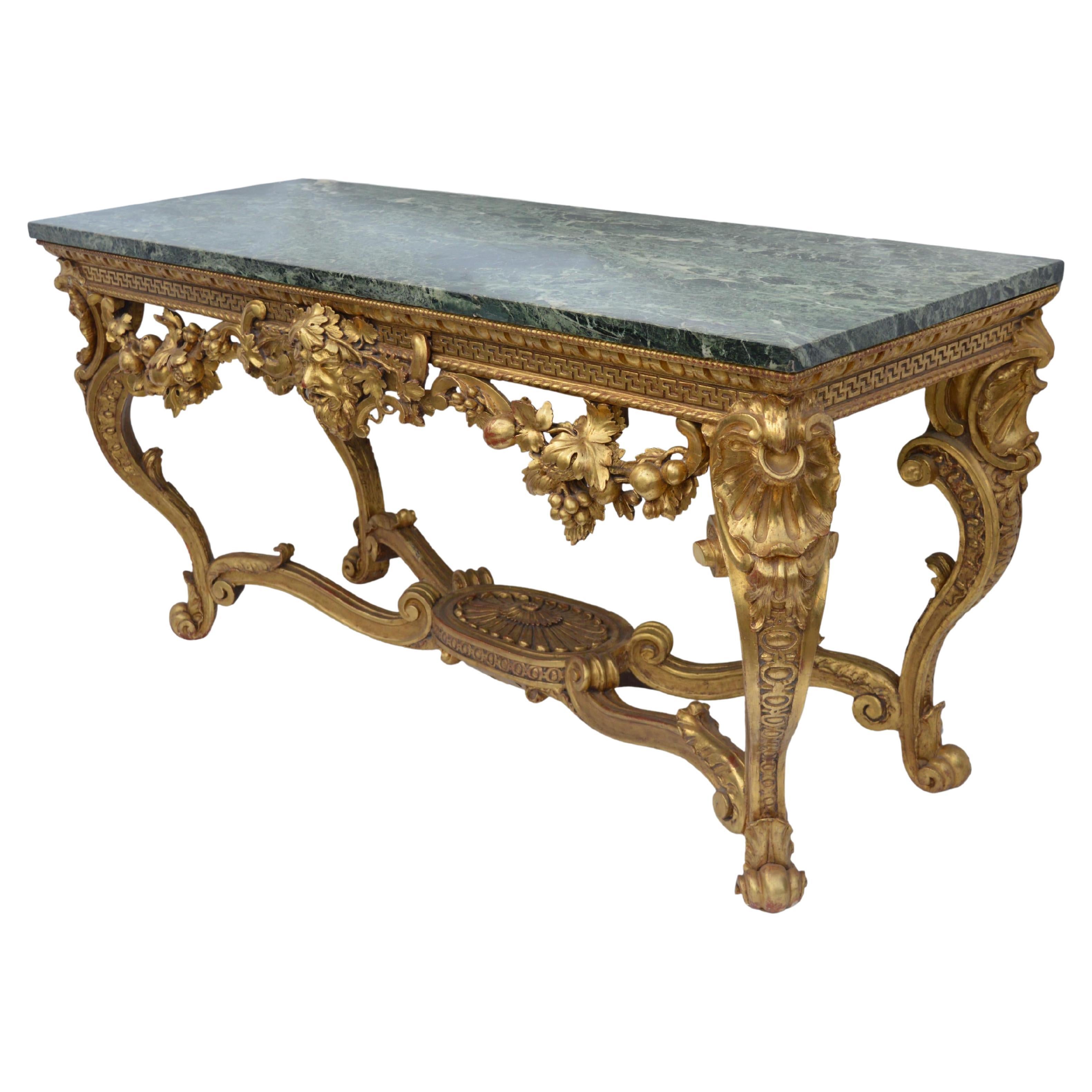 Original English, Neoclassical, Giltwood Console Table For Sale