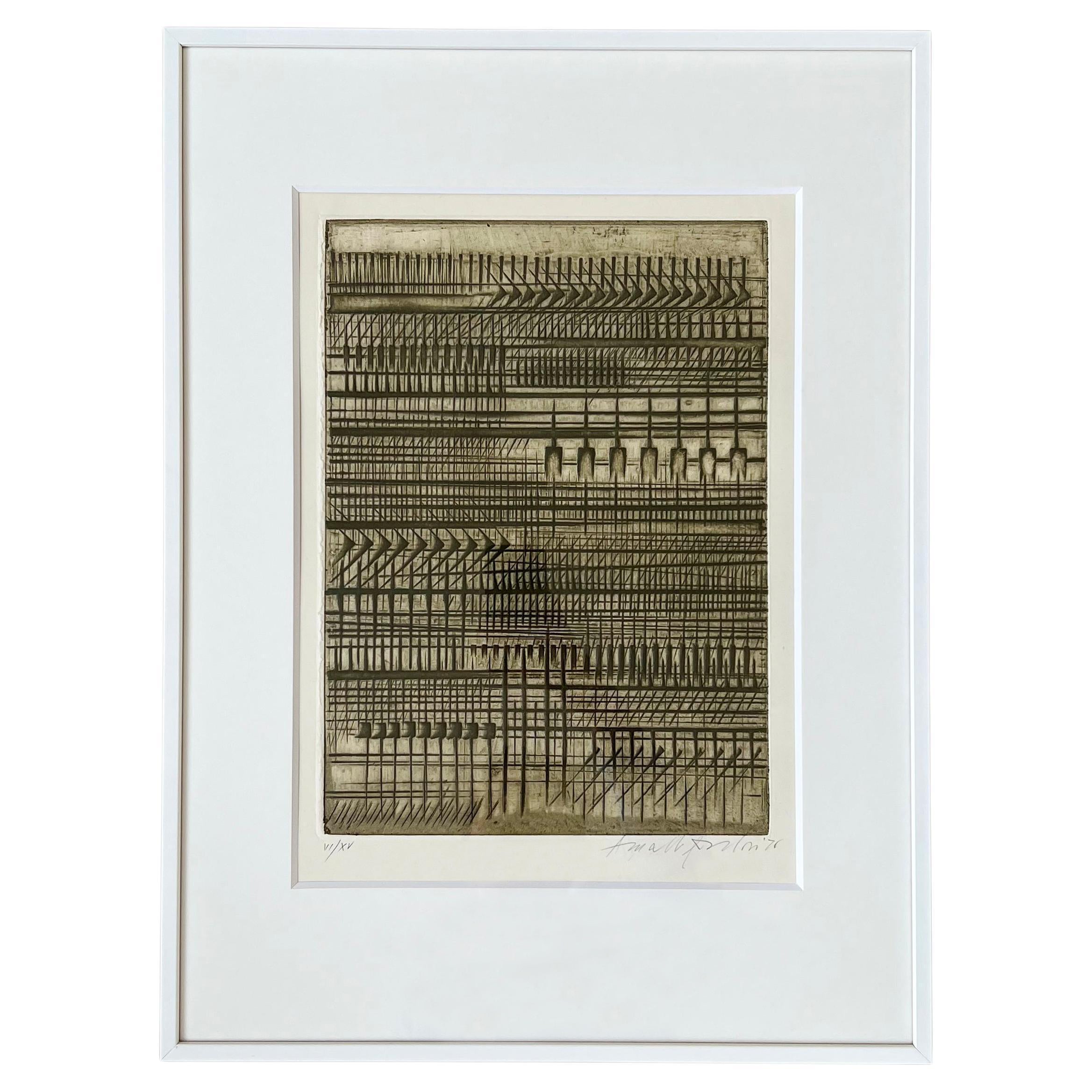 Gravure originale d'Arnaldo Pomodoro, signée et numérotée, édition de quinze exemplaires