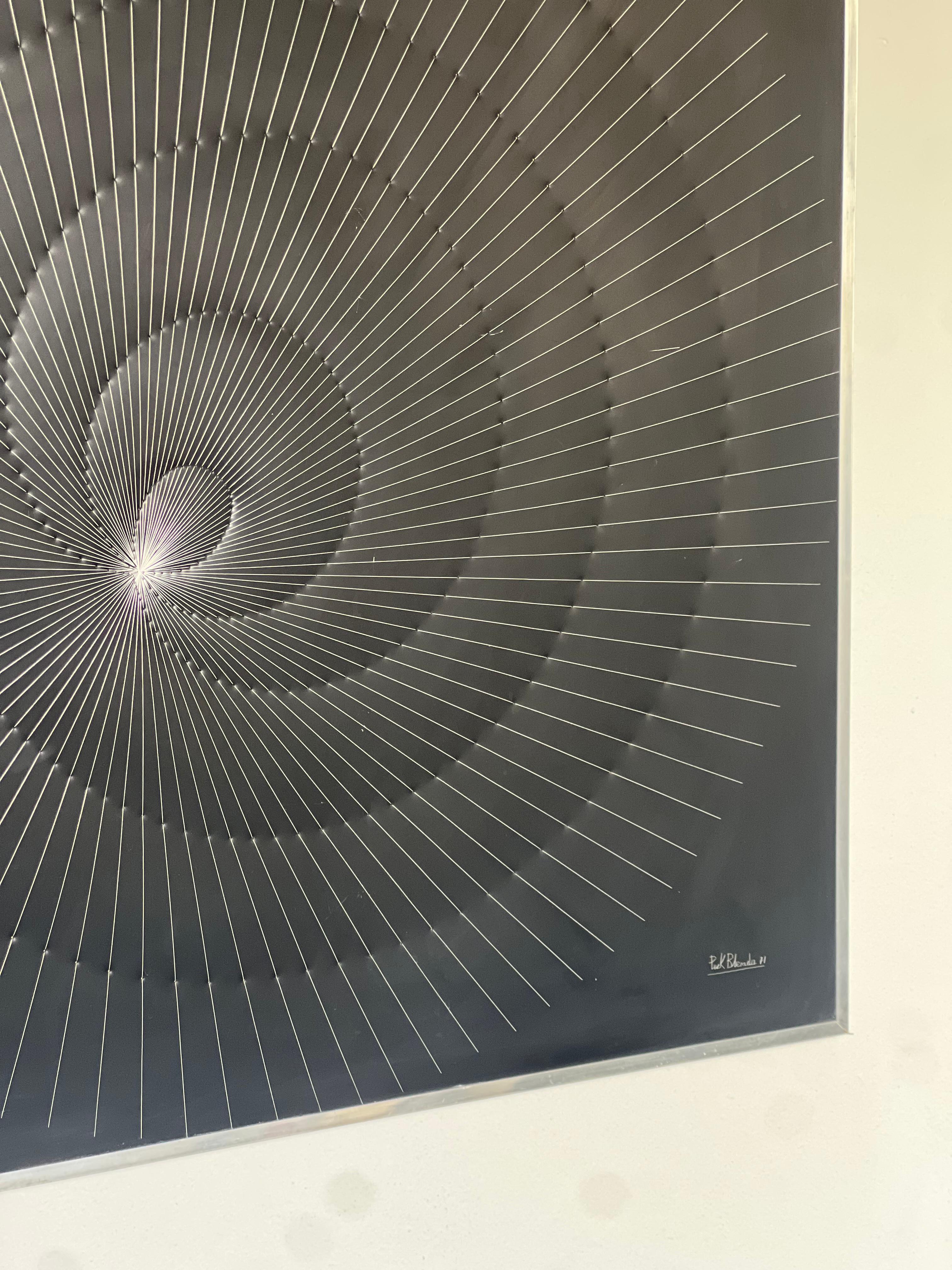 Late 20th Century Original Engraving by Peck Blenda, abstract geometric and optical illusion art For Sale