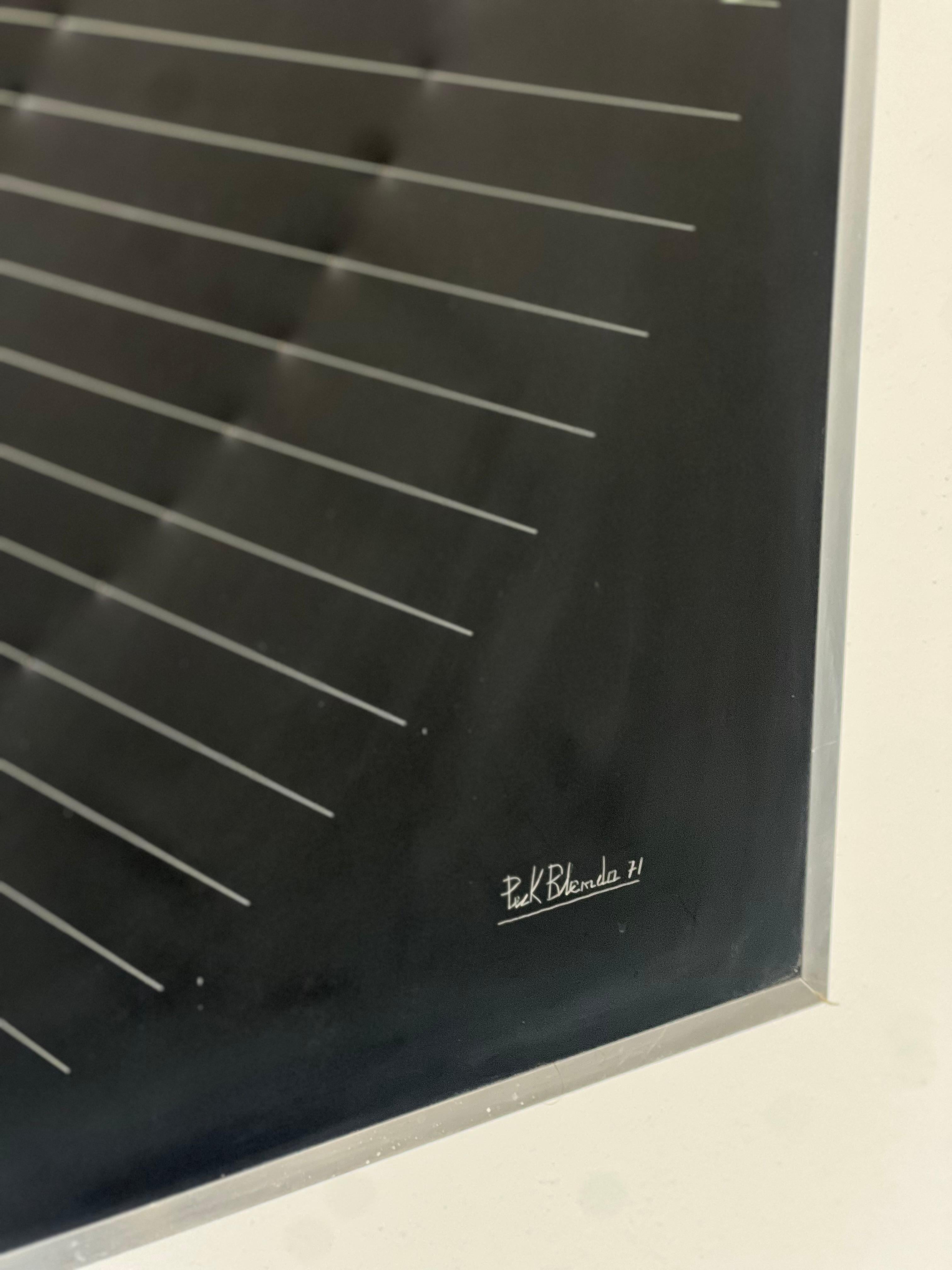 Aluminum Original Engraving by Peck Blenda, abstract geometric and optical illusion art For Sale