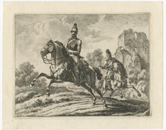 Original Engraving of Austrian Soldiers on Horseback, 1812