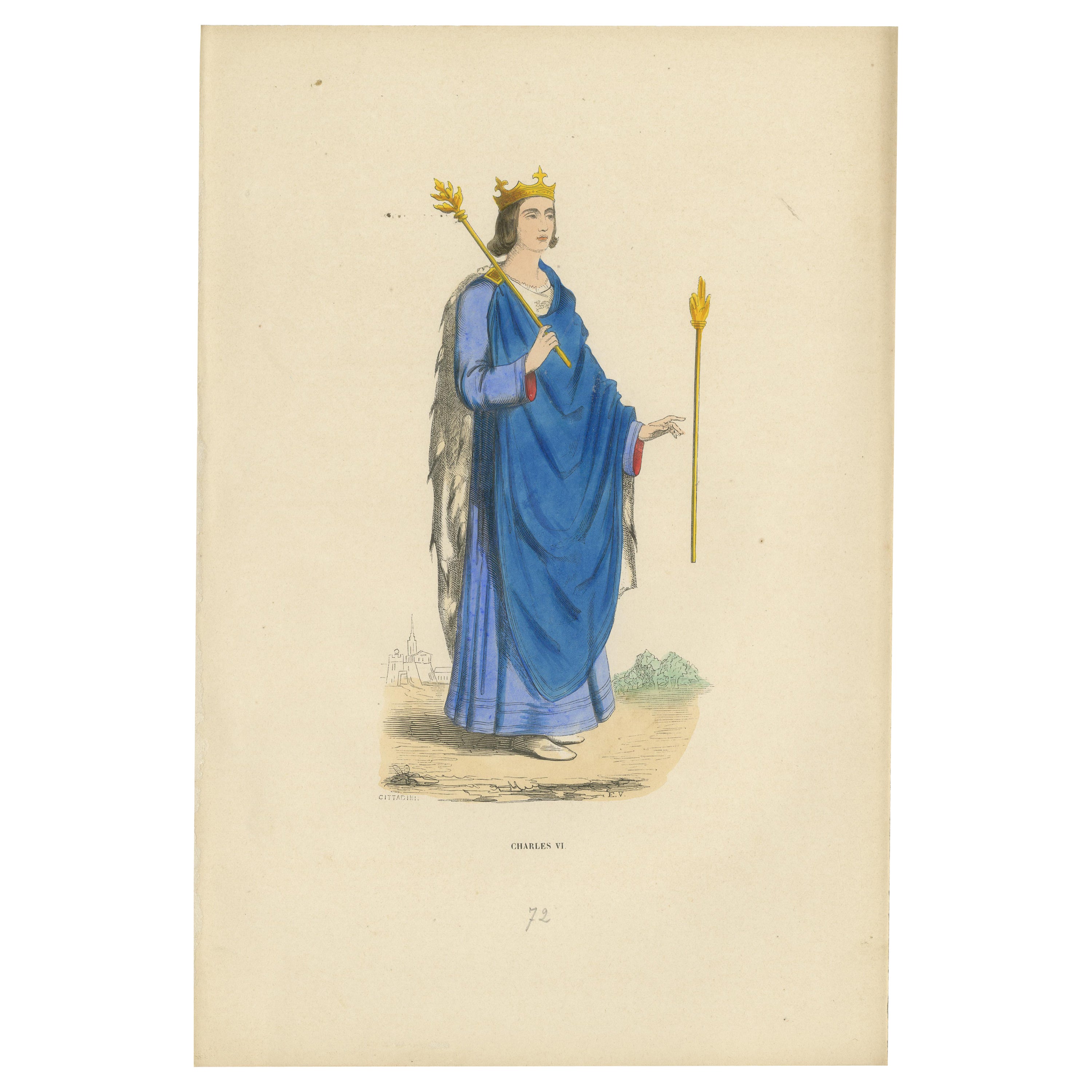 Original-Gravur von Karl VI.: Der gutgläubige Monarch, 1847