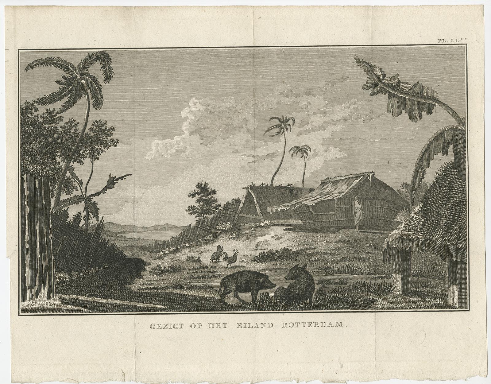 Gravur der Rotterdamer Insel, Nowadays Nomuka, Königreich Tonga, um 1800 im Zustand „Gut“ im Angebot in Langweer, NL