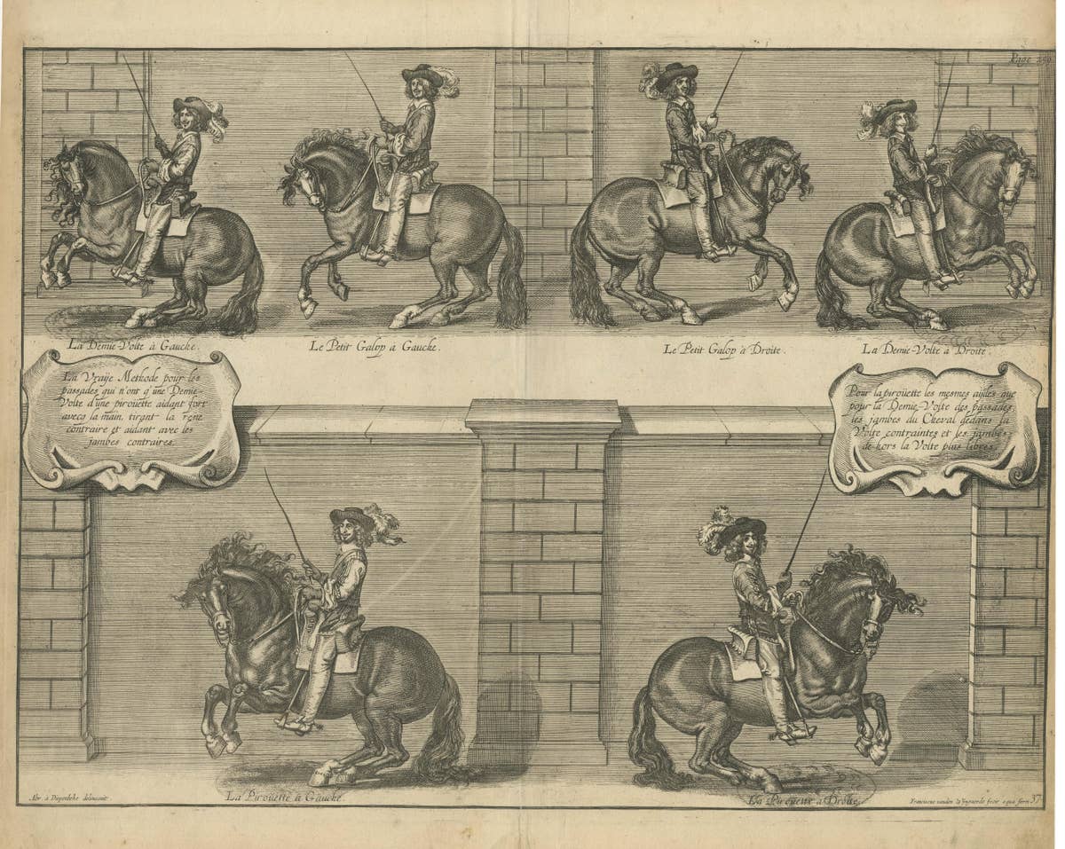 Original Engraving of the Duke of Newcastle Horseback Riding