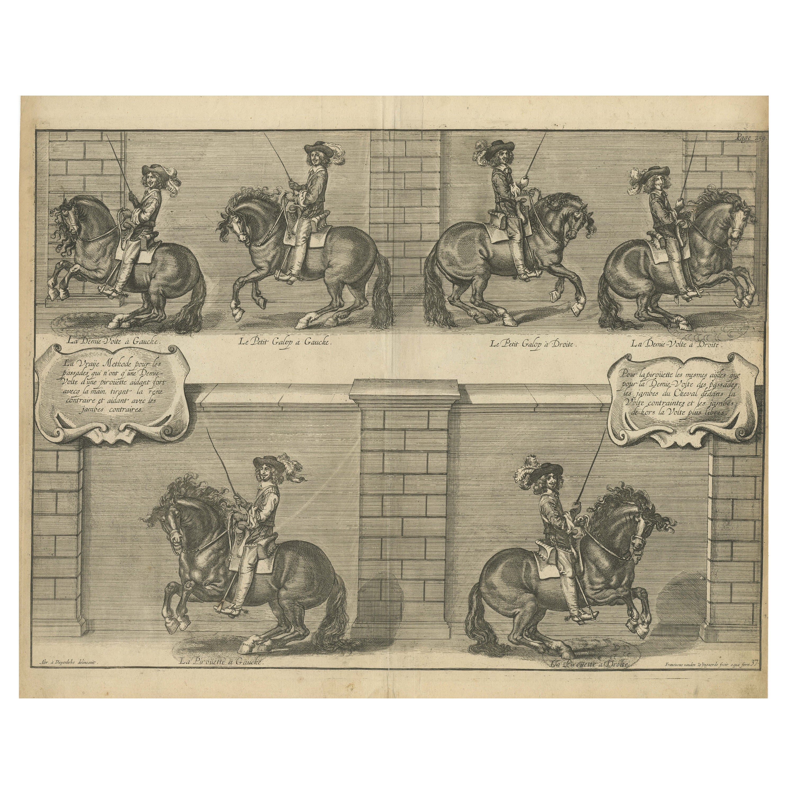 Gravure originale du duc de Newcastle à cheval à cheval