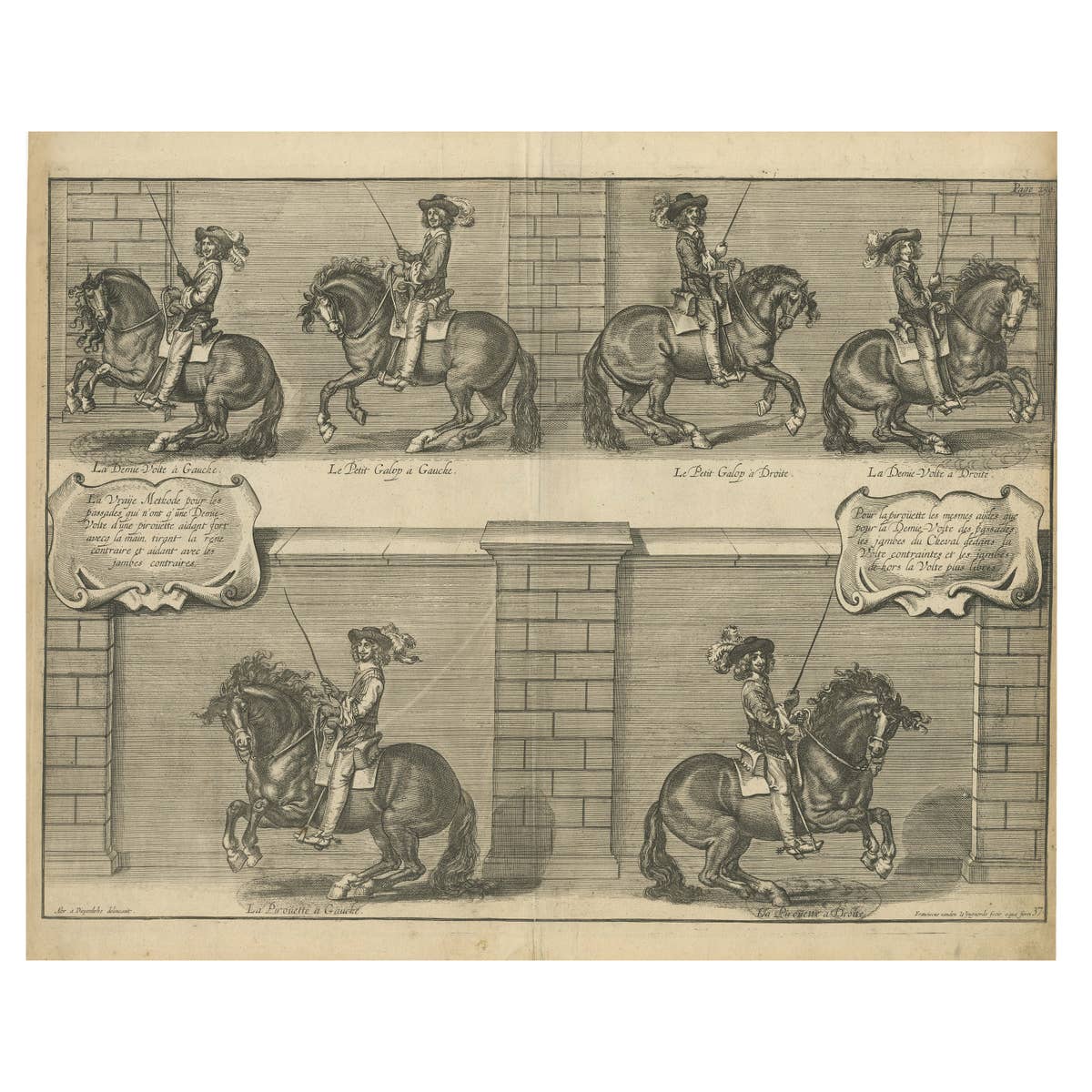 Original Engraving of the Duke of Newcastle Horseback Riding