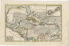 Original Engraving of the West Indies, Gulf of Mexico, Antilles, Caribbean, 1780