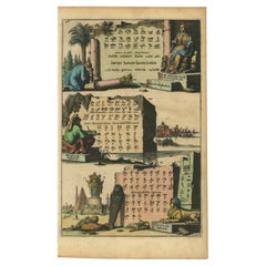 Original Engraving Showing the Syrian, Phoenician and Egyptian Alphabet, 1690
