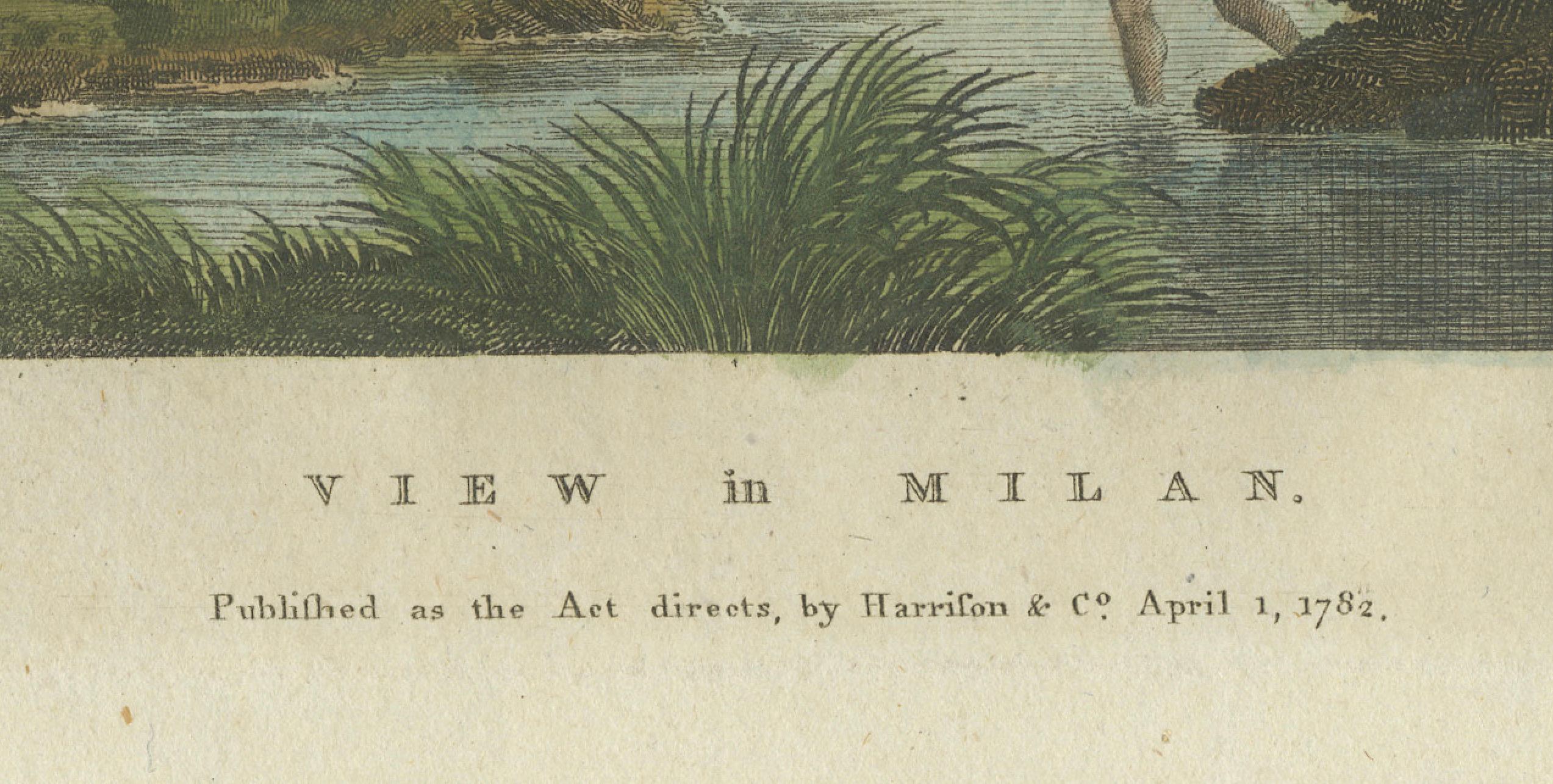 Original-Gravur mit einer Ansicht von Mailand in Italien, 1782 im Zustand „Gut“ im Angebot in Langweer, NL