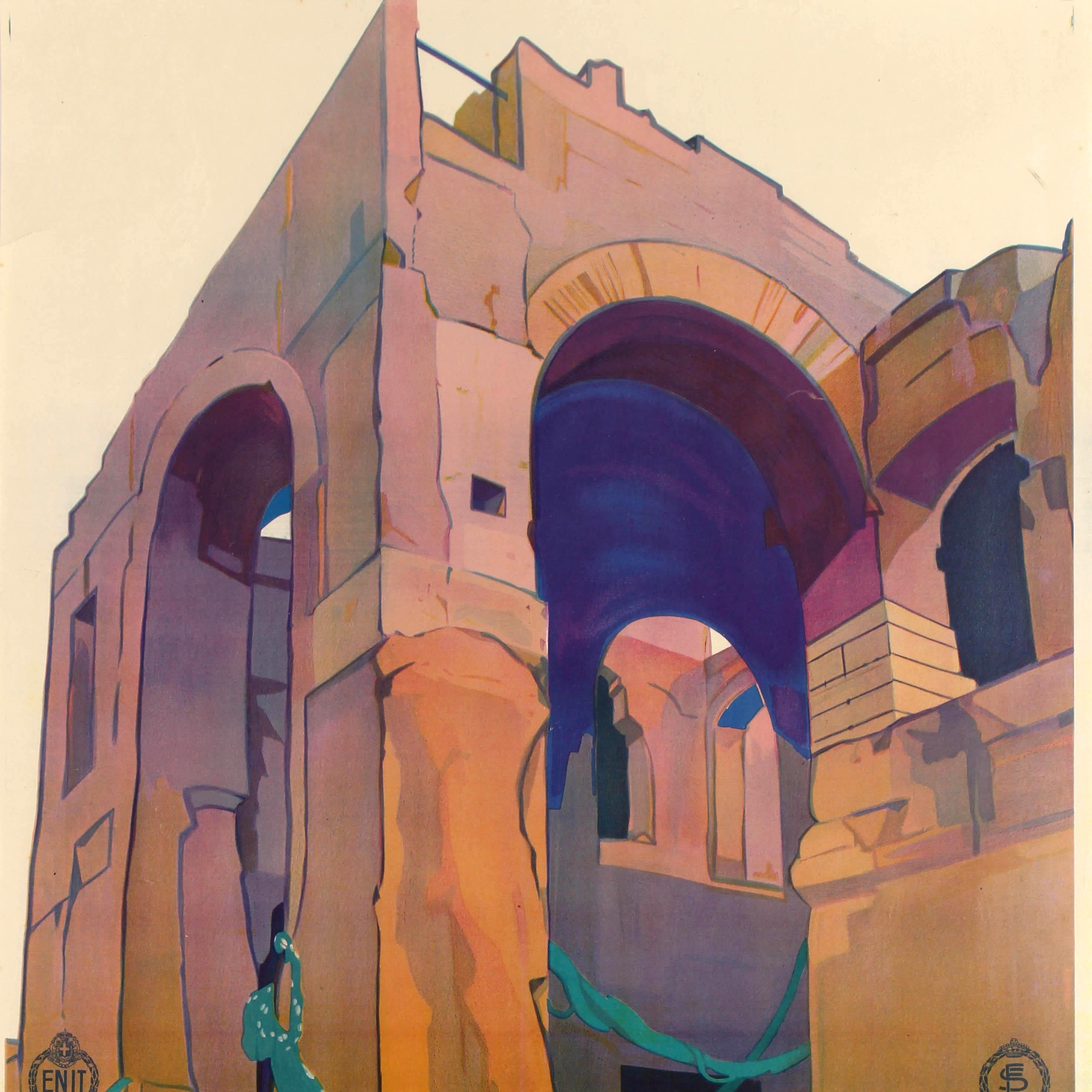 italien Affiche de voyage originale de l'ENIT - Marché troyen Mercato di Traiano, Rome, Italie en vente
