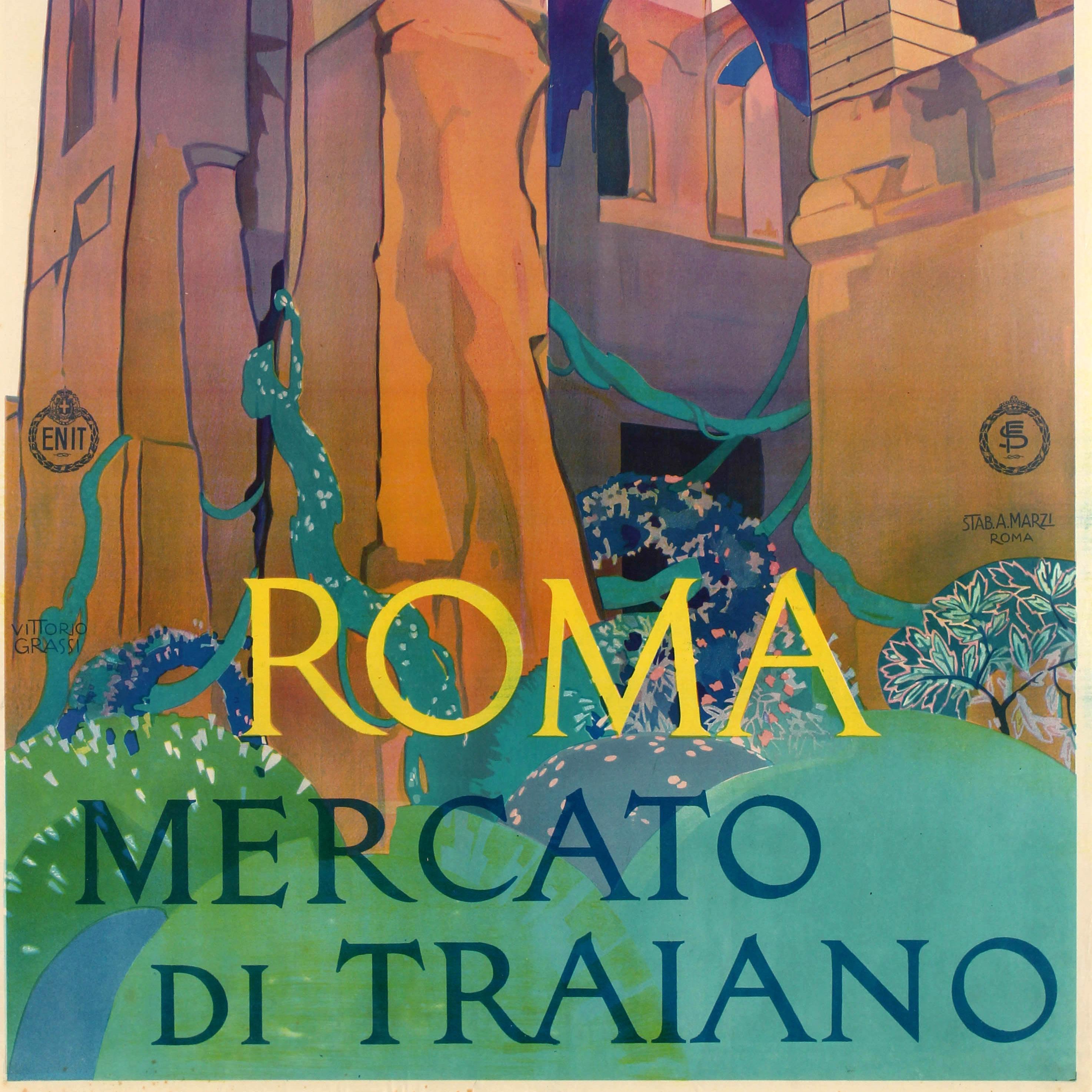 Italian Original ENIT Travel Poster - Roma Mercato di Traiano Trajan's Market Rome Italy For Sale