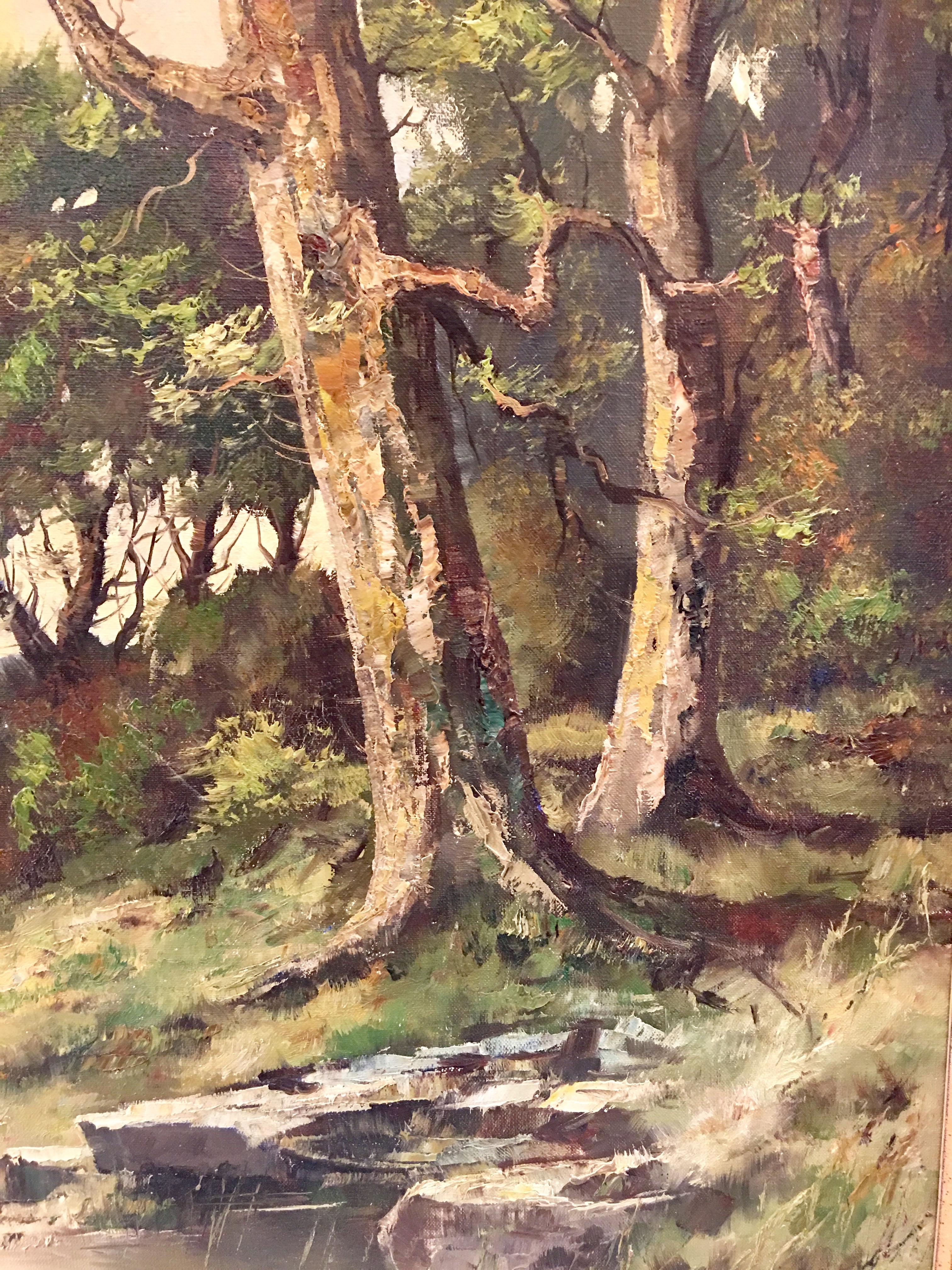 Quadro originale di Ernest Lawson Plein Air New York raffigurante un paesaggio Wood In condizioni buone in vendita a Tustin, CA
