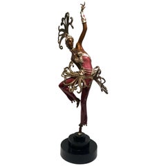 Sculpture originale Erte en bronze "Danseur de feu" en édition limitée de style Art Déco
