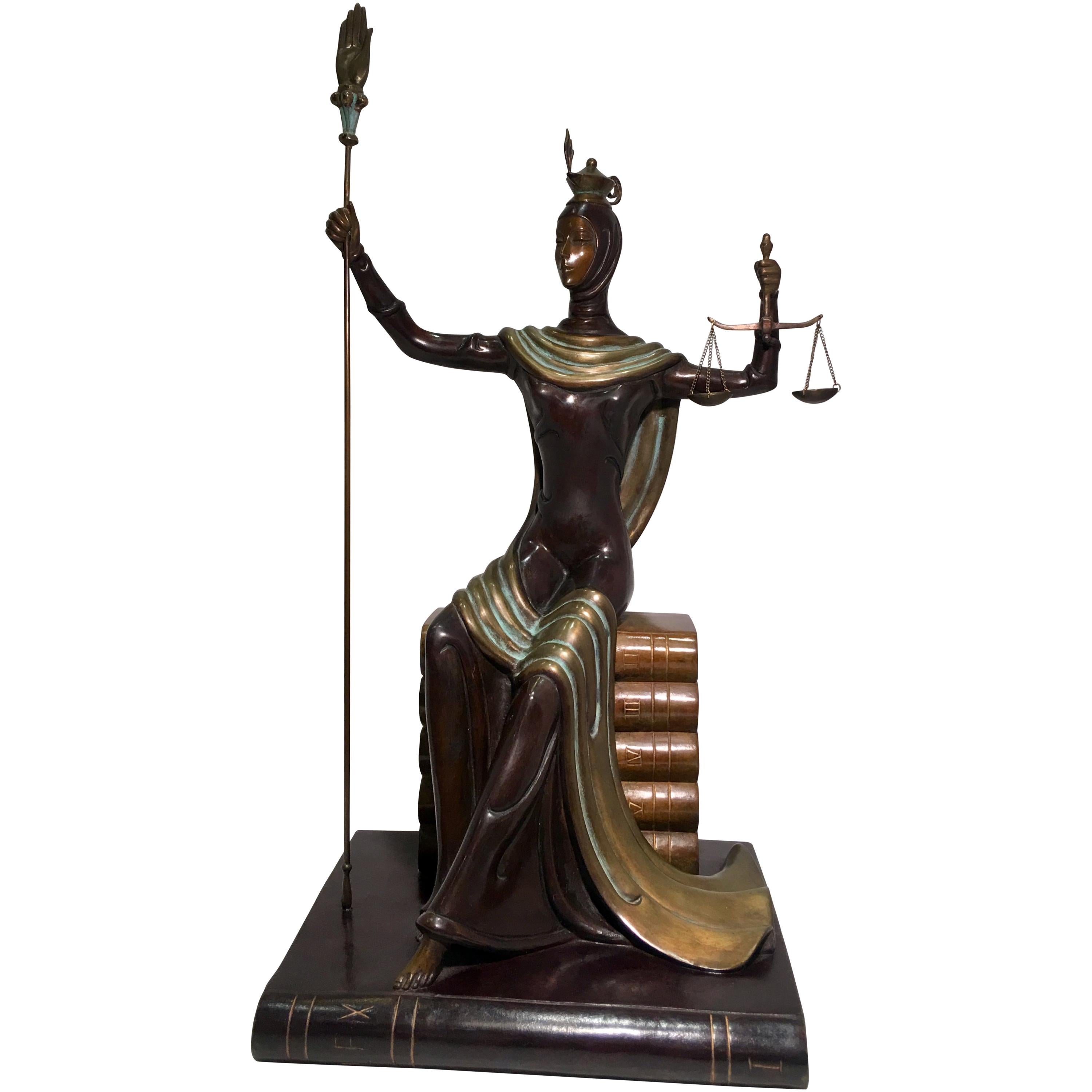 Original Erte Bronze "Justice" Limited Edition Art Deco Style Sculpture