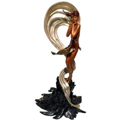 Original Erte Bronze "Gestrandet" Limitierte Auflage Art Deco Stil Skulptur