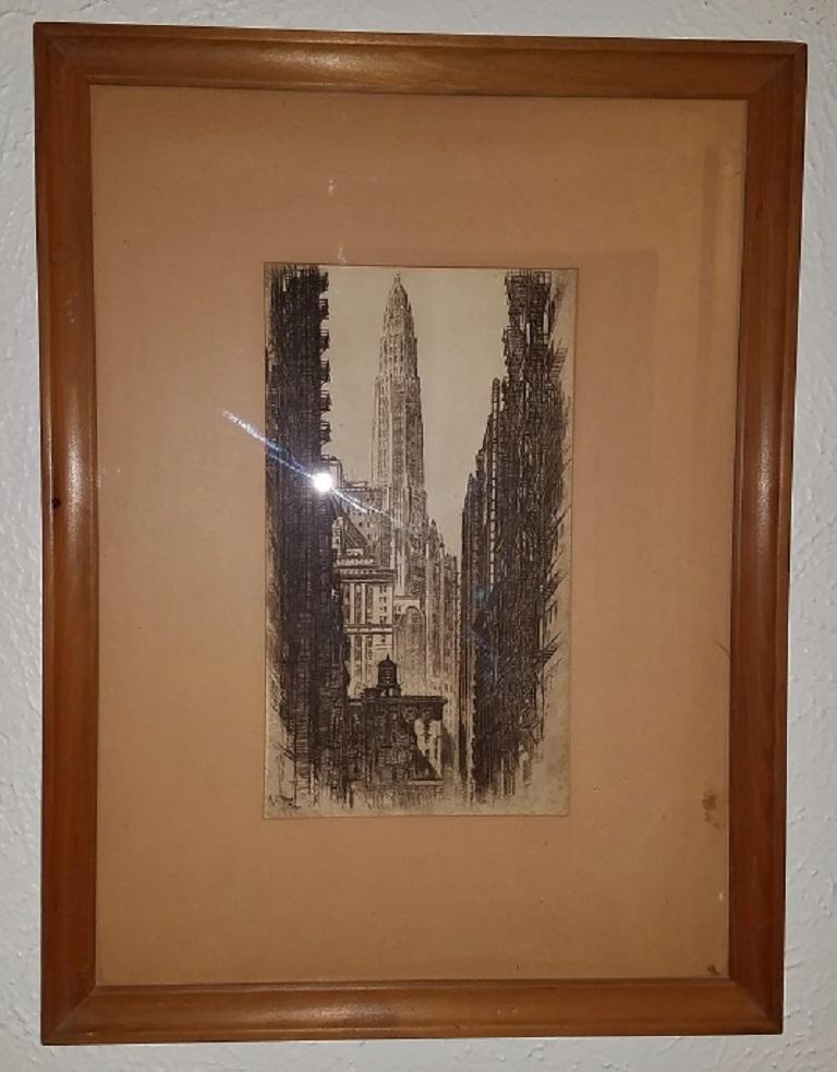 Presenting a very rare original etching by Alonzo C. Webb of the City of Chicago with a view of Downtown from circa 1930.

A visual and historic recording of 'the Windy City's' history!!!

This etching is in superb original condition.

It is