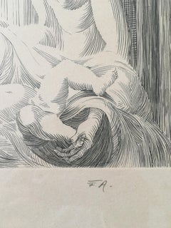 Original Neoclassical Etching by Listed French Artist Jean Victor Adam, Signed