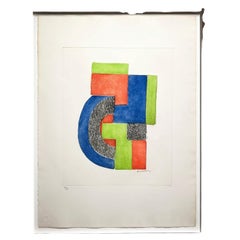 Original etching by SONIA DELAUNAY, TOTEM, 1970s, signed