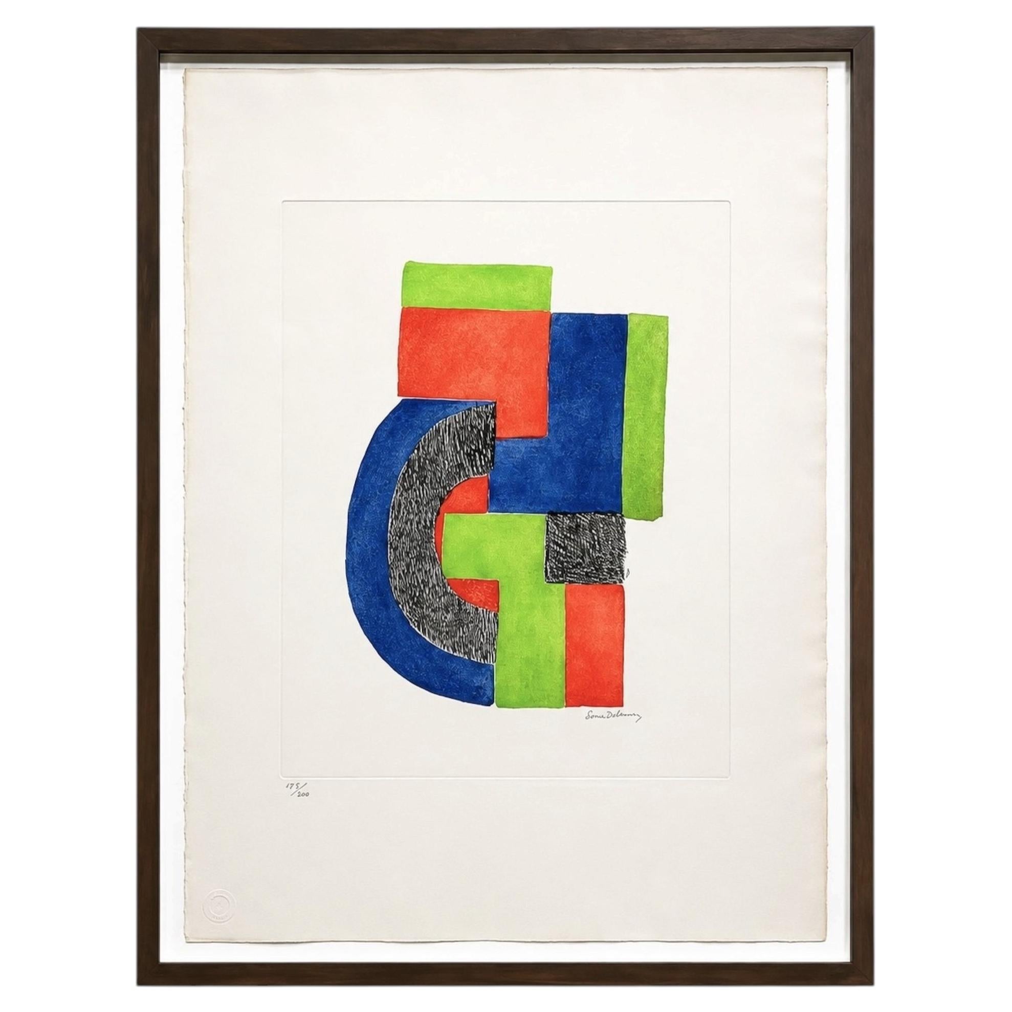 Original etching by SONIA DELAUNAY,  TOTEM, 1970s, signed For Sale