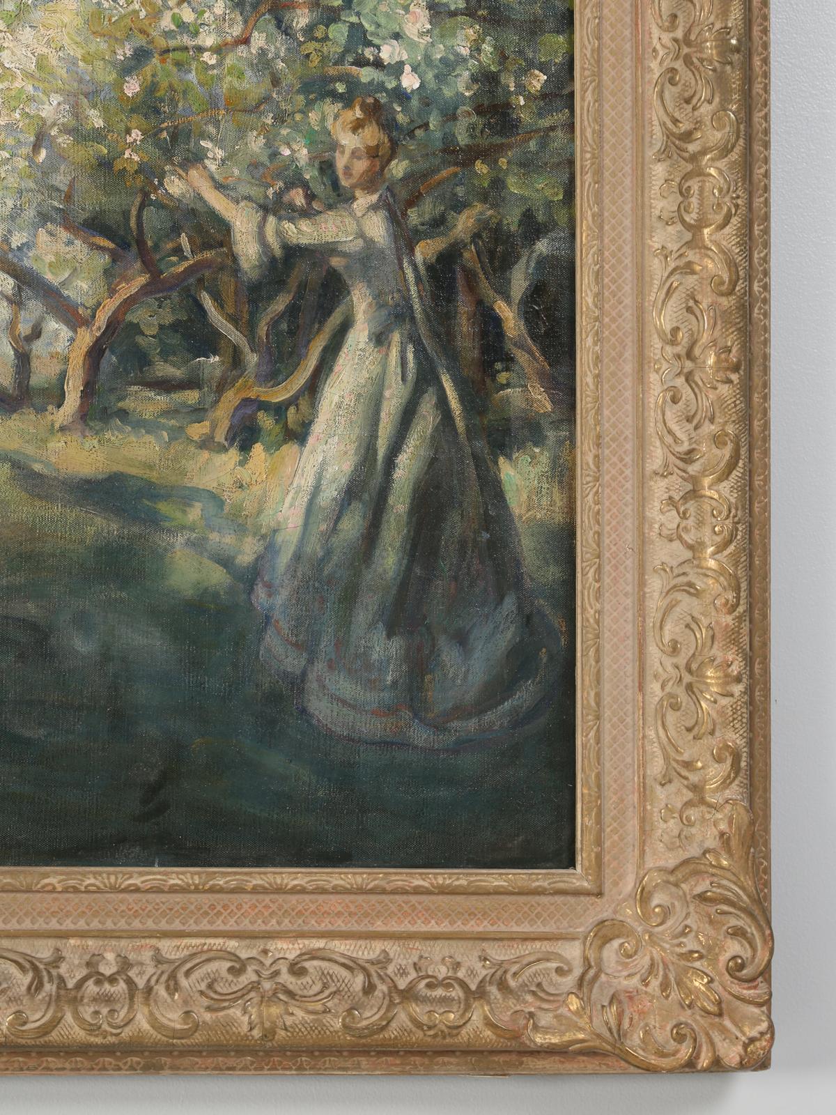 Hand-Painted Original European Impressionist Oil Painting, circa 1900-1920 For Sale