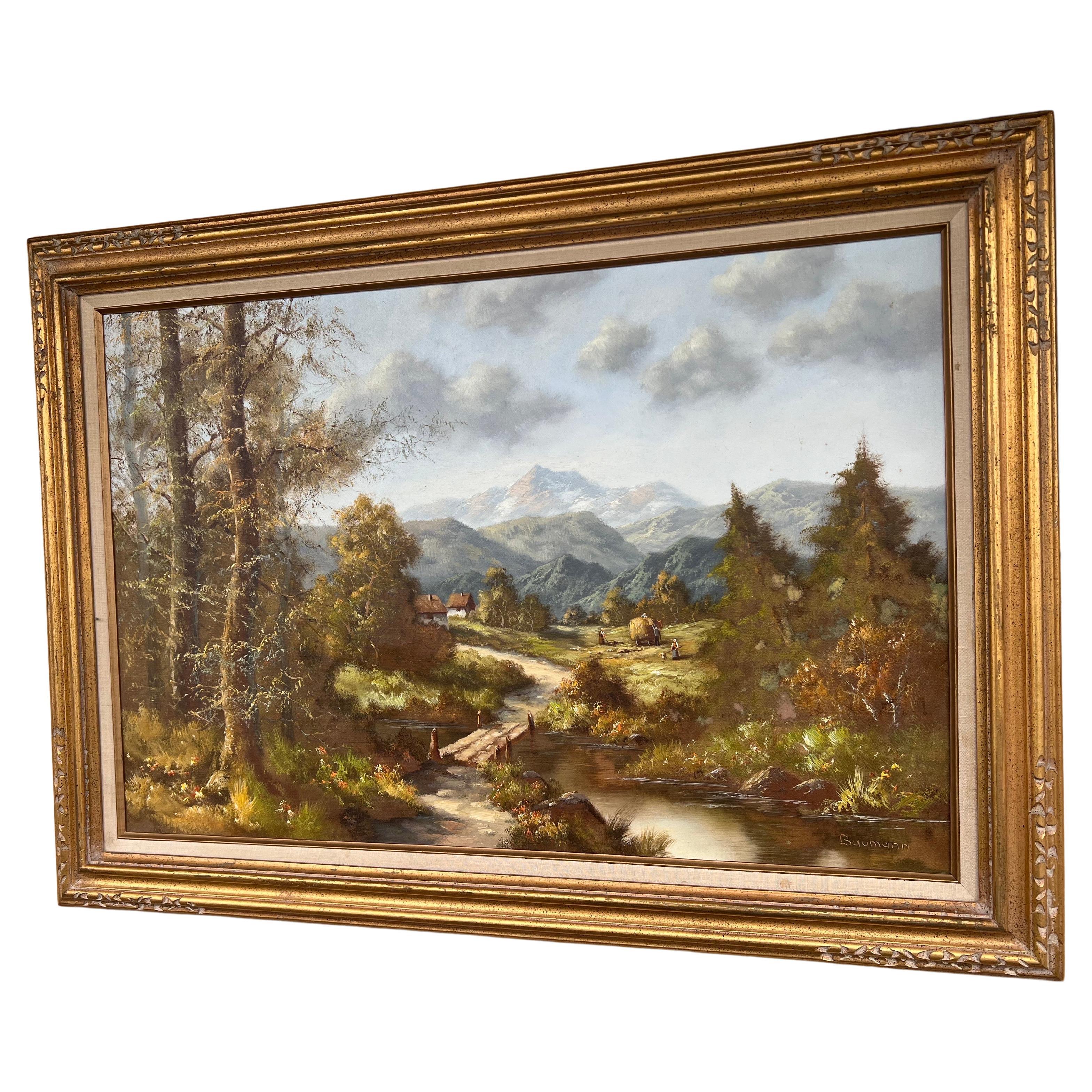 Original European Landscape By Listed Artist Lothar Baumann For Sale
