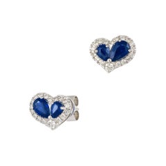 Orecchini originali per tutti i giorni Zaffiro blu Diamante bianco Oro bianco 18 carati