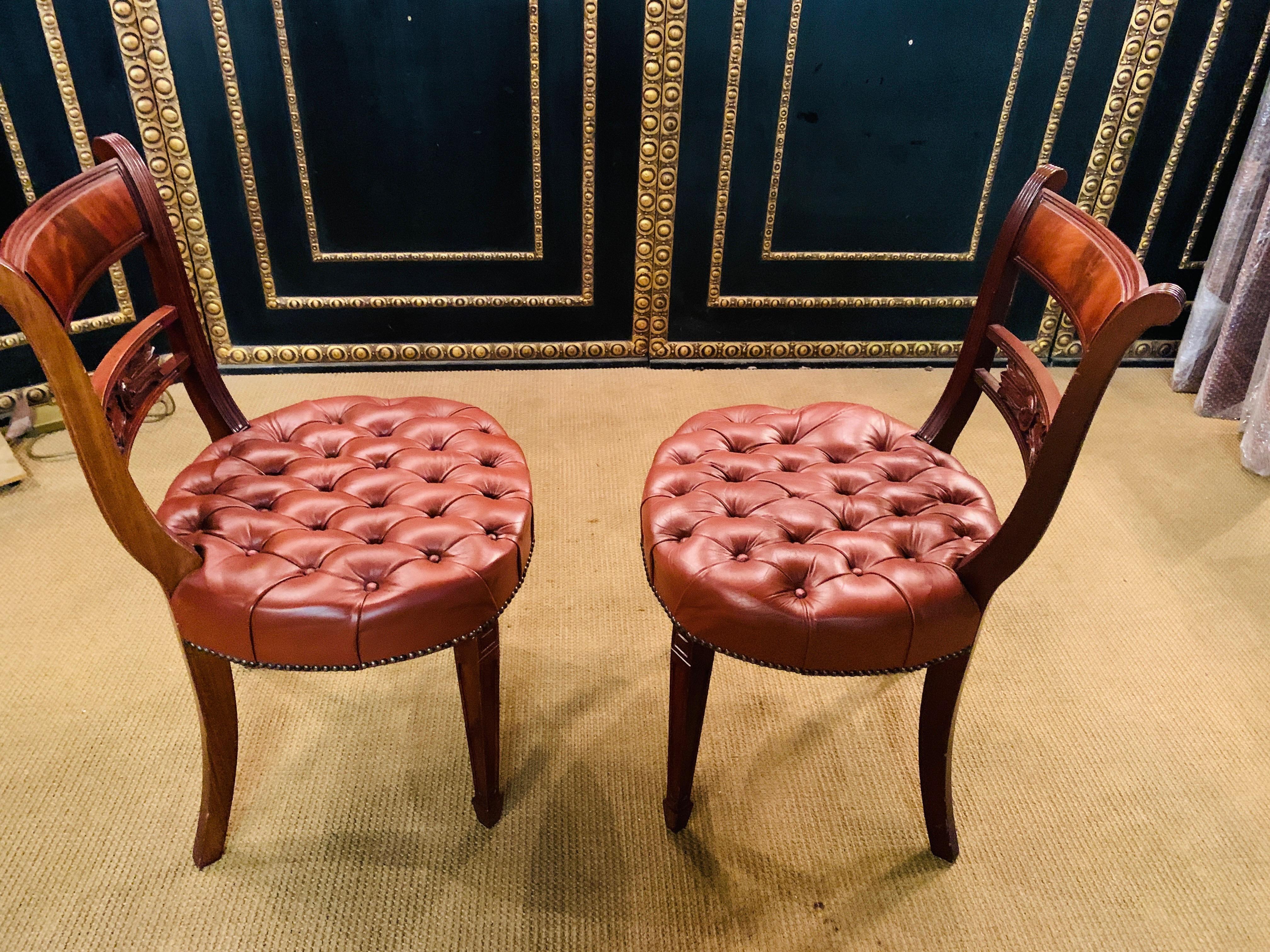 two Original Exclusive Chesterfield Chairs read leather 4