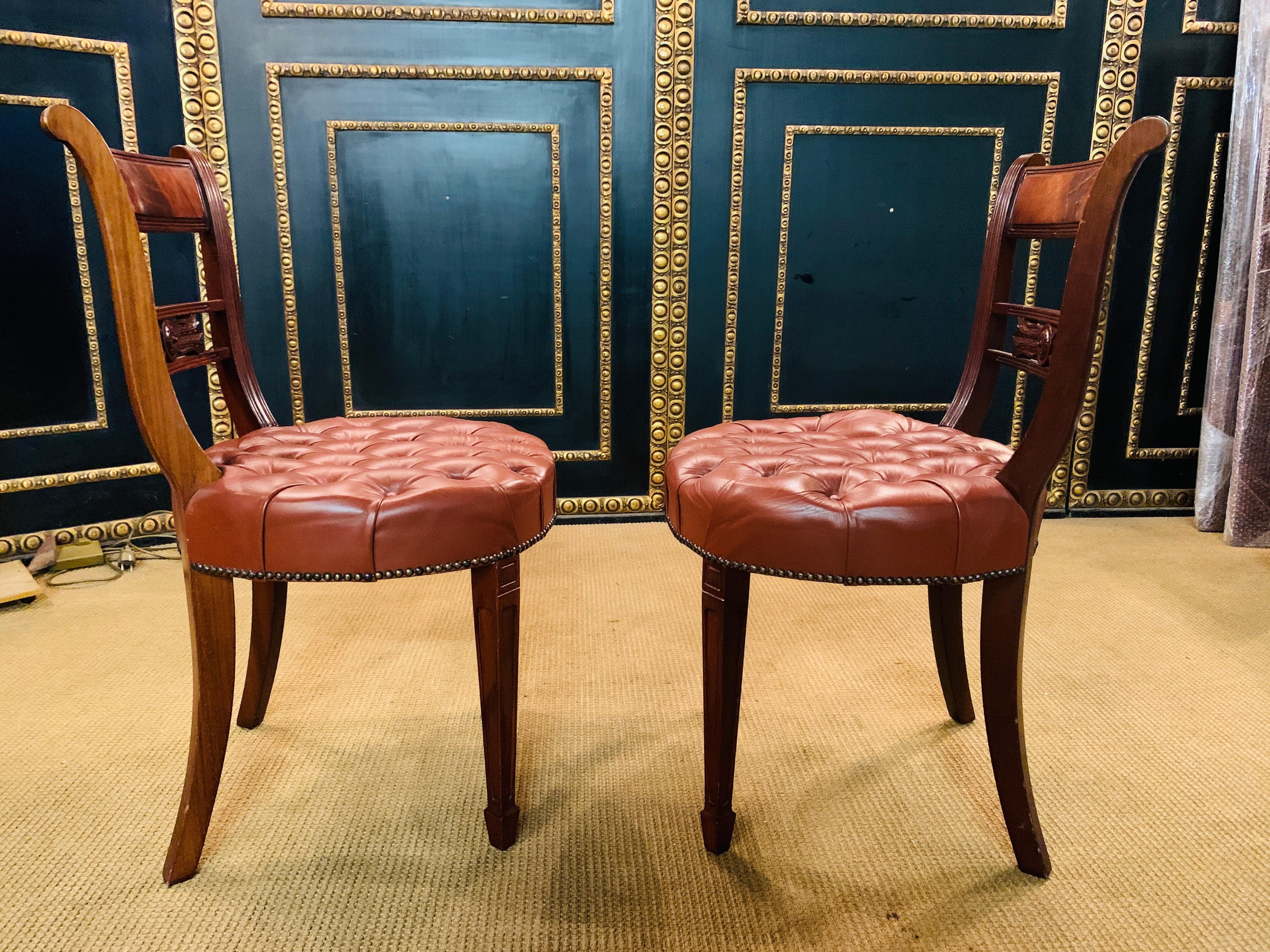 two Original Exclusive Chesterfield Chairs read leather 5