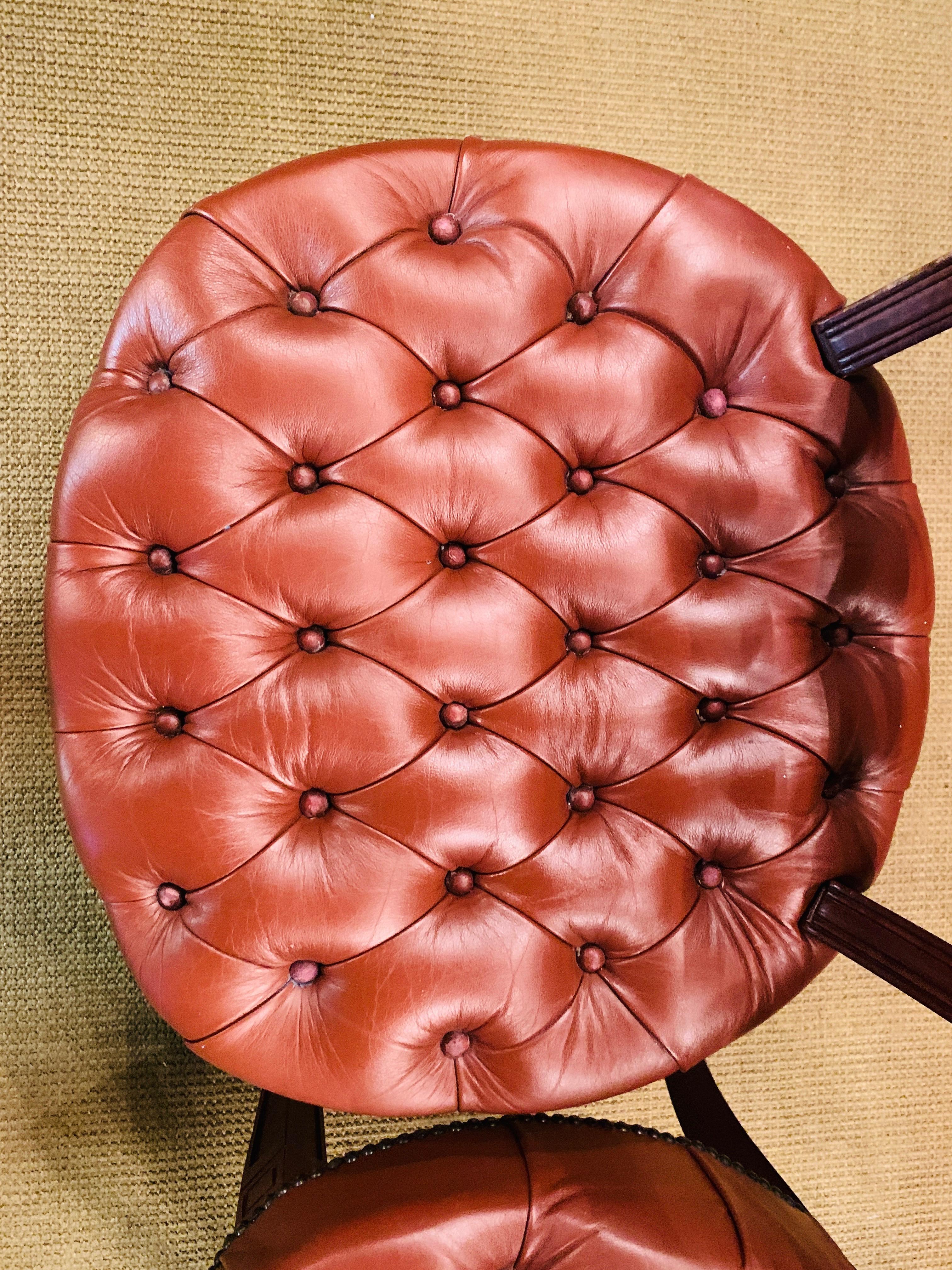 two Original Exclusive Chesterfield Chairs read leather 6