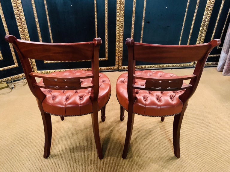 two Original Exclusive Chesterfield Chairs read leather  For Sale 7