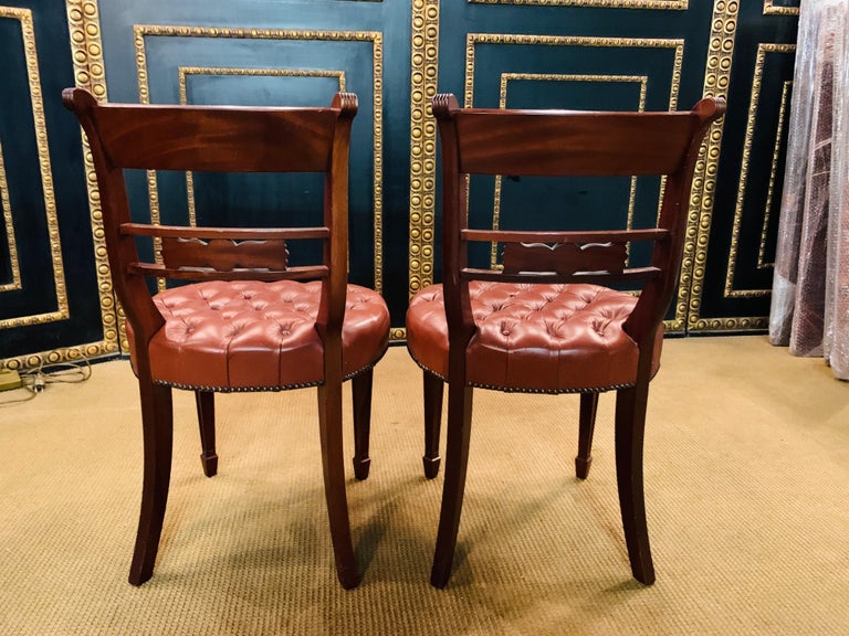 two Original Exclusive Chesterfield Chairs read leather  For Sale 9