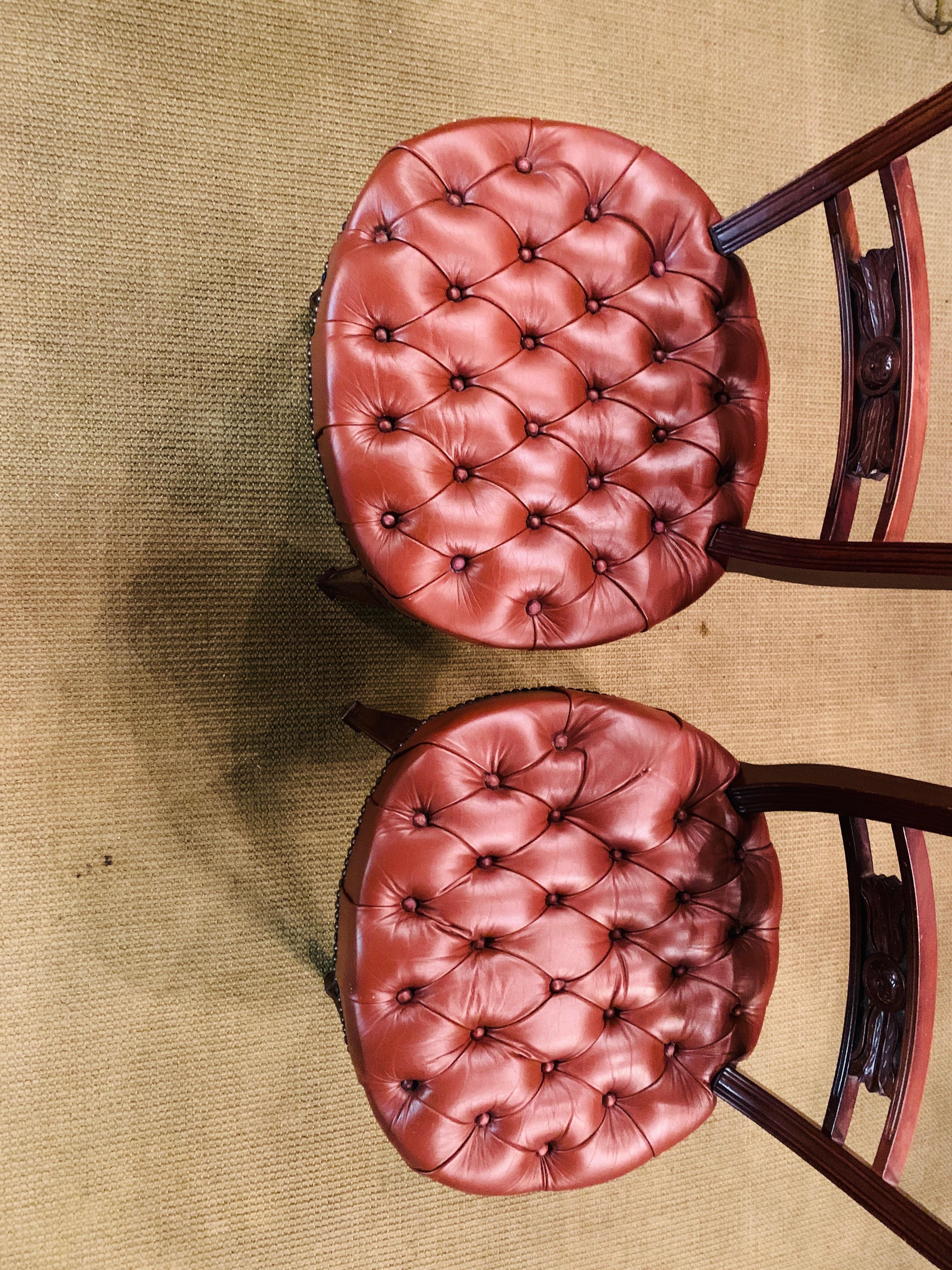 English two Original Exclusive Chesterfield Chairs read leather