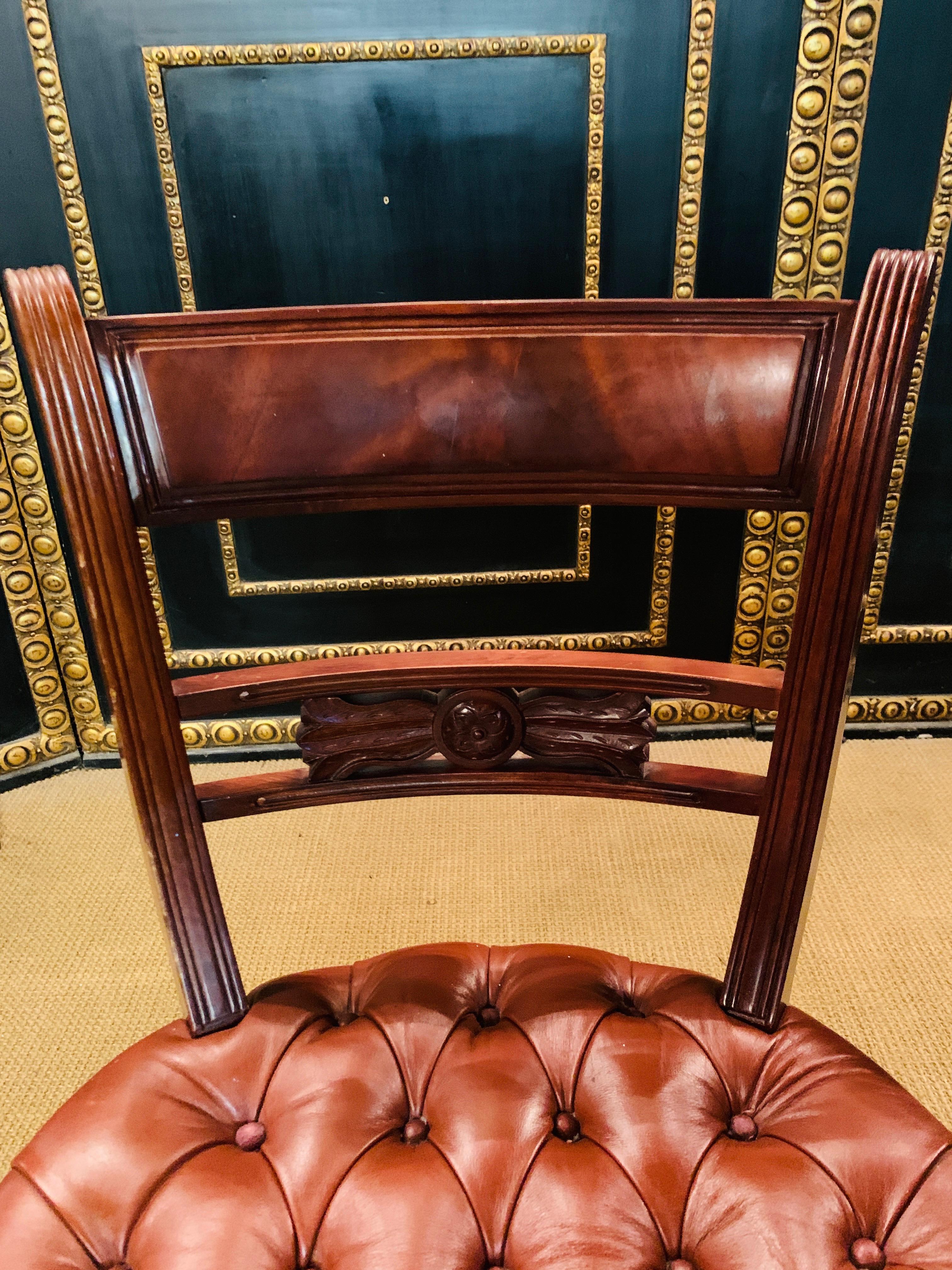 20th Century two Original Exclusive Chesterfield Chairs read leather