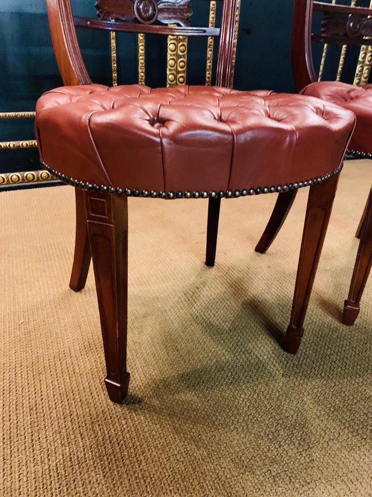 Leather two Original Exclusive Chesterfield Chairs read leather  For Sale
