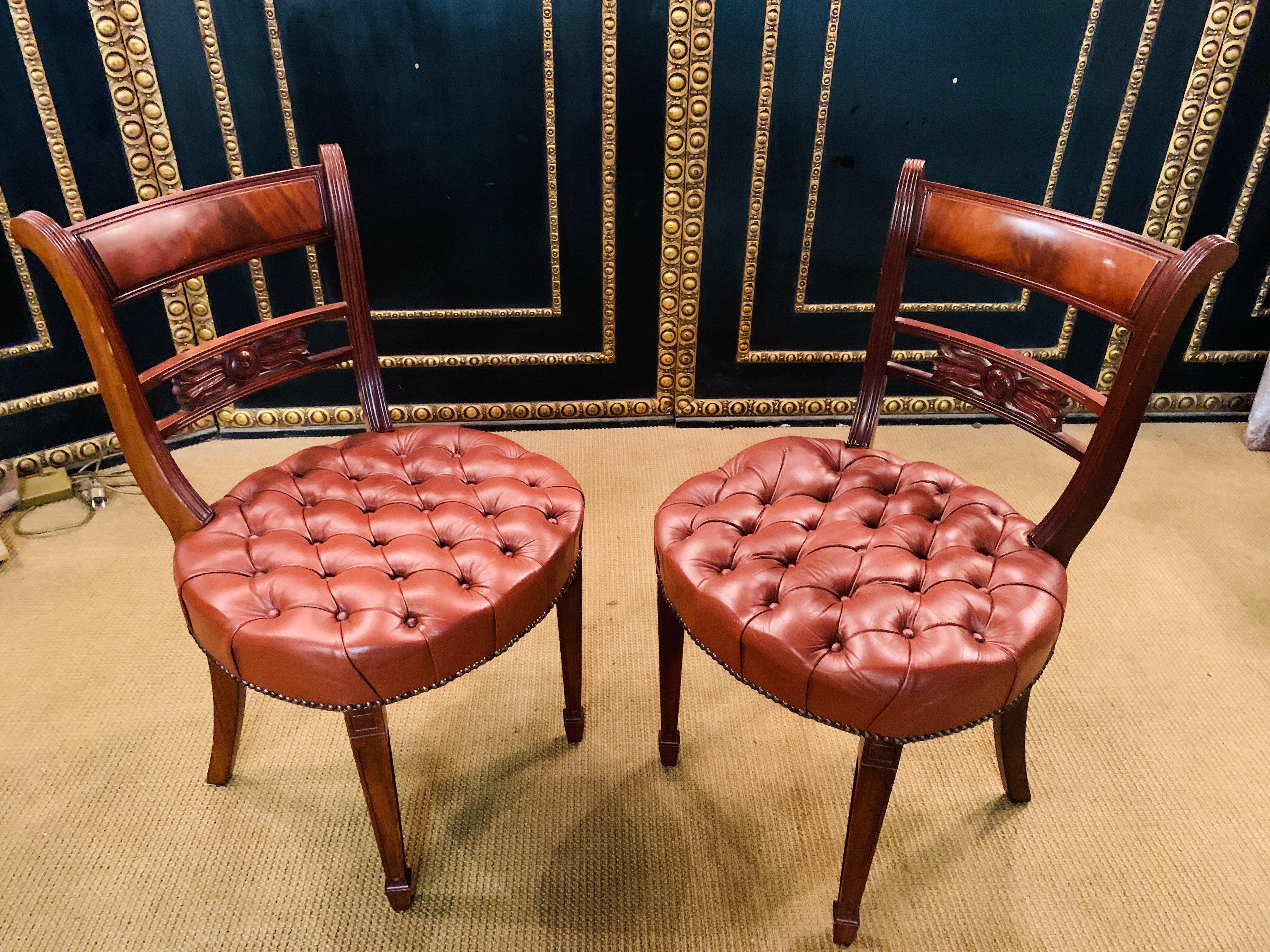 two Original Exclusive Chesterfield Chairs read leather 3