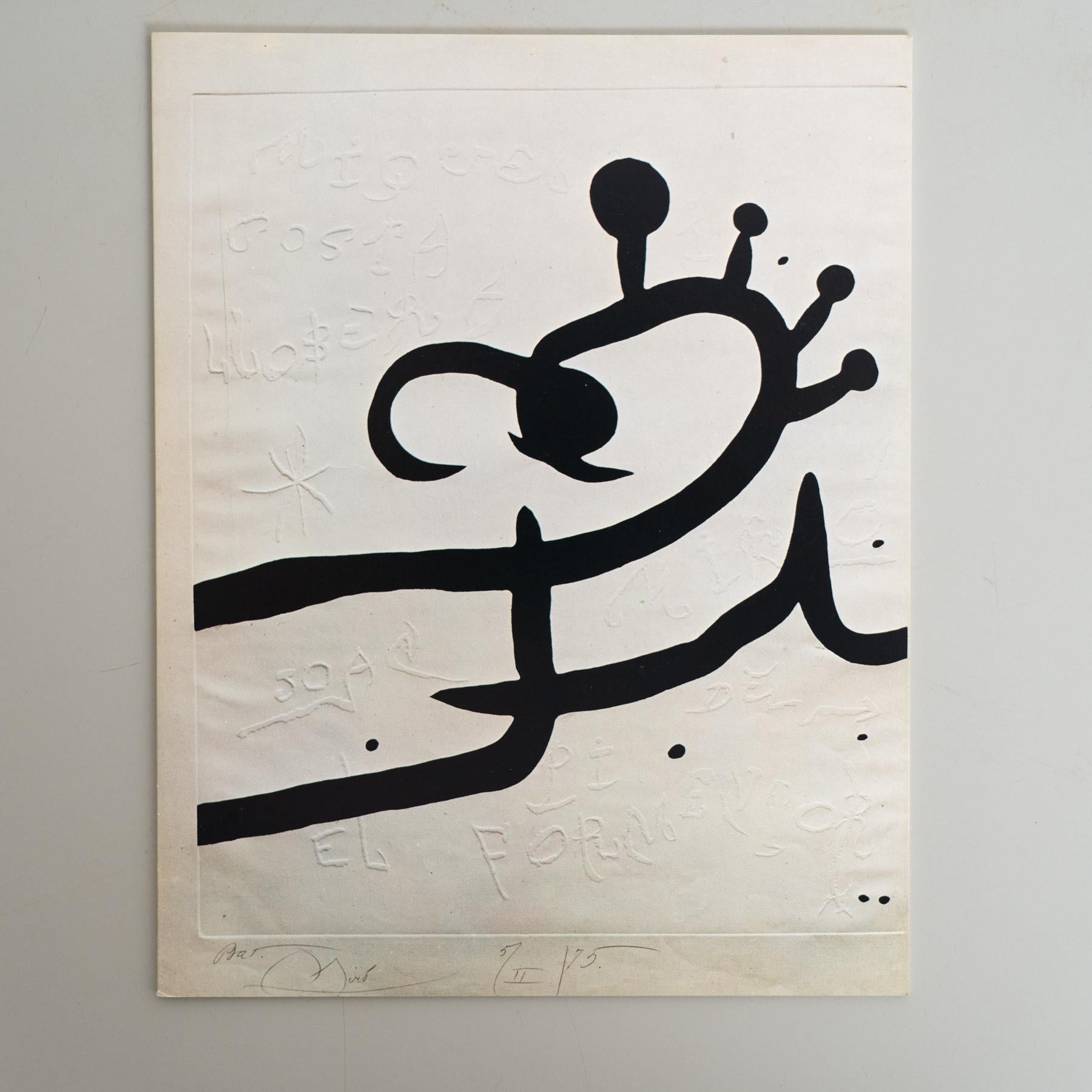 Mid-Century Modern Original Exhibition Catalog – 5 Grabats Més 1 Portada by Joan Miró, Sala Gaspar For Sale