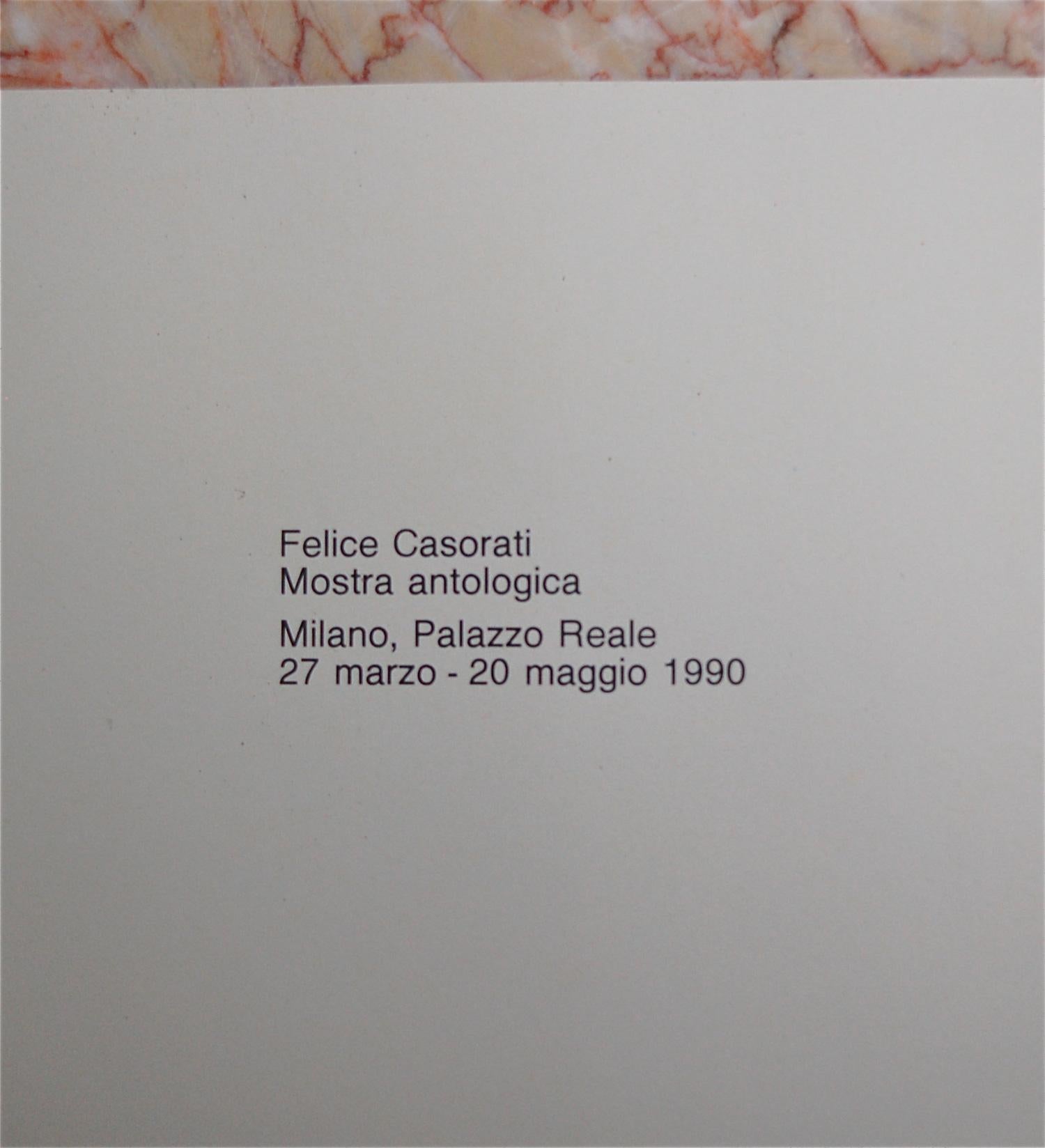 20th Century Original Exhibition Poster Felice Casorati, Italy, 1990 For Sale