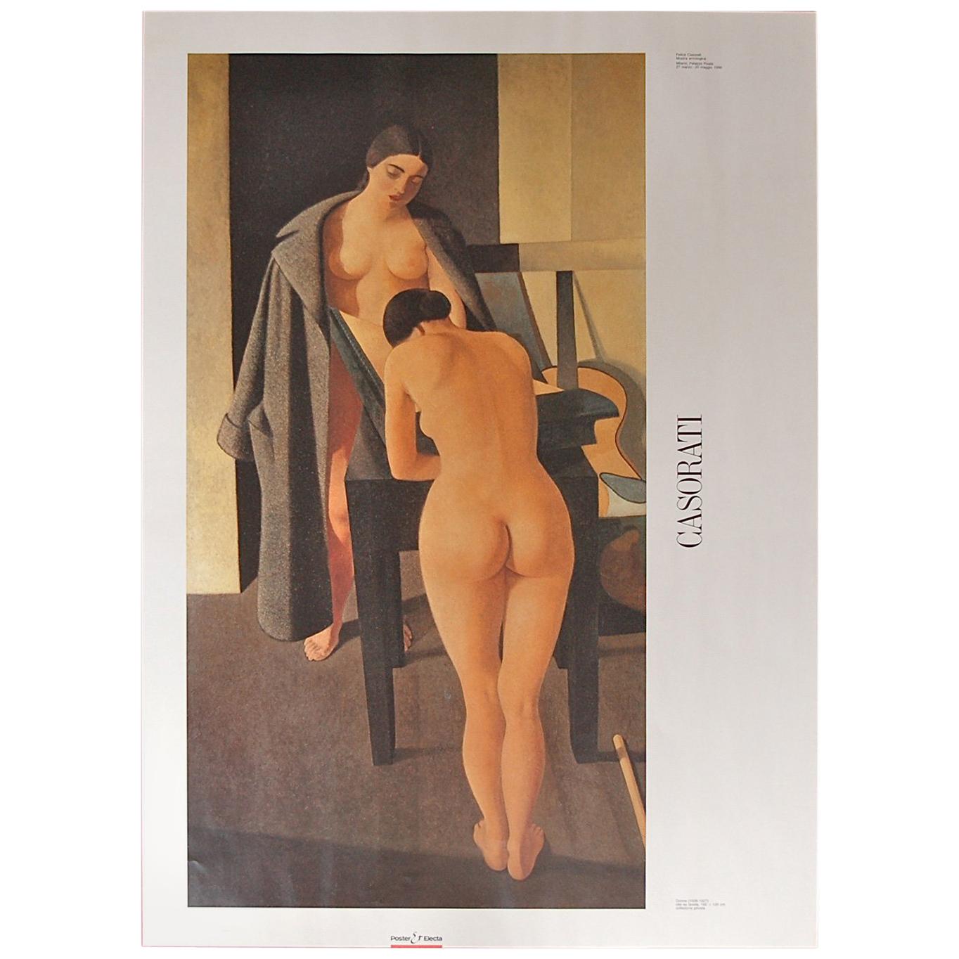 Original Exhibition Poster Felice Casorati, Italy, 1990 For Sale