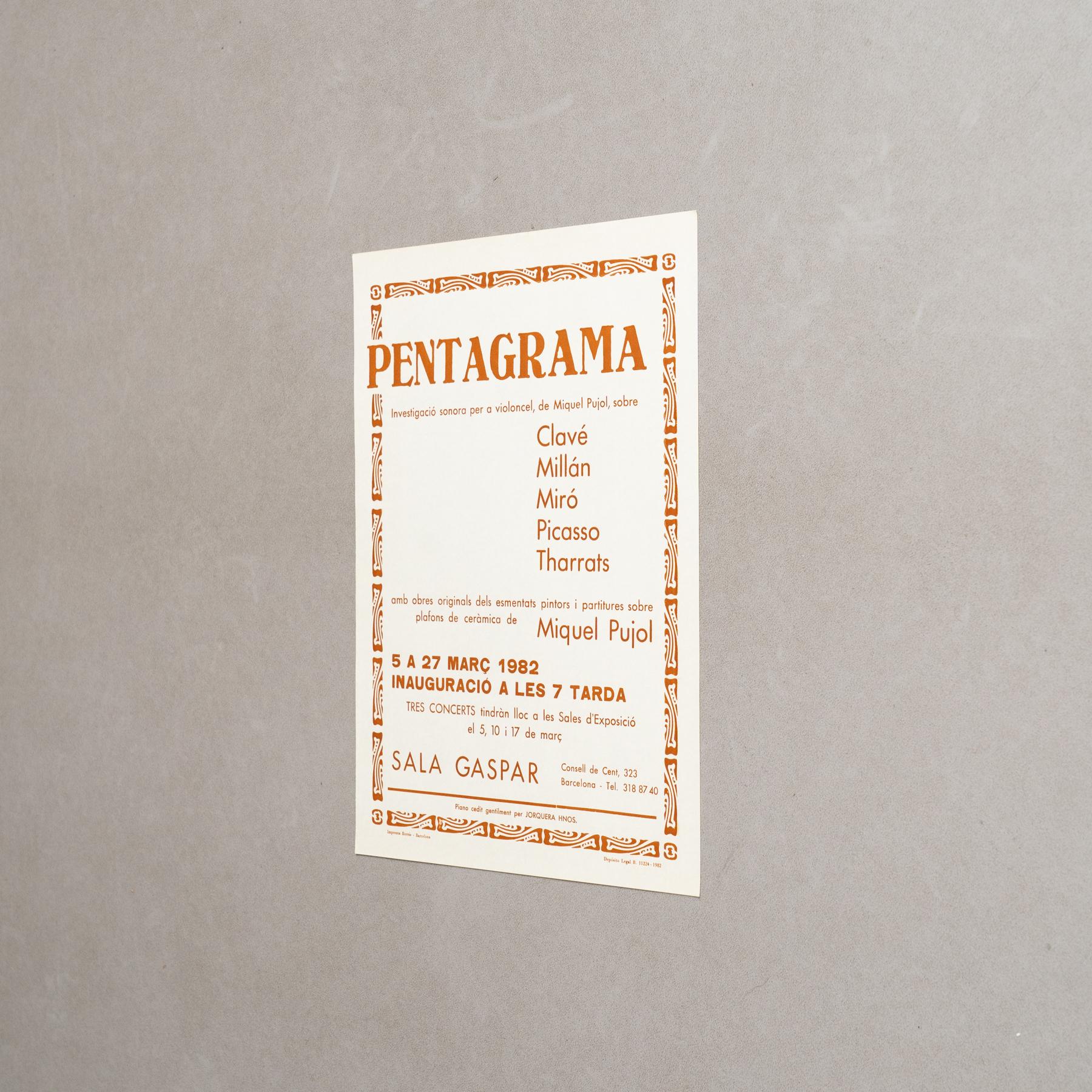 Cartel Original de Exposición - Pentagrama, Various Artists, Sala Gaspar, 1982 Moderno de mediados de siglo en venta