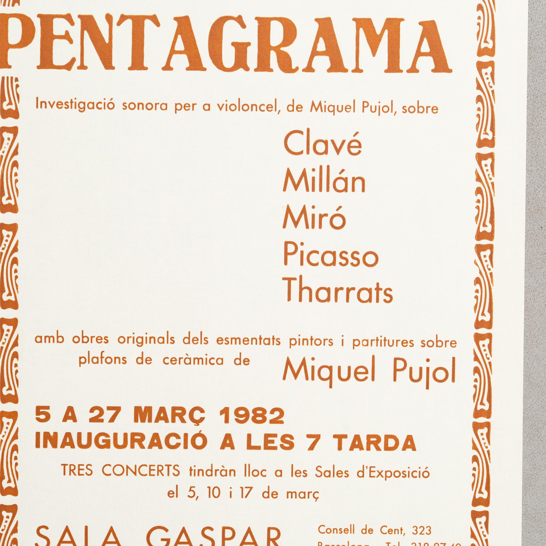 Spanish Original Exhibition Poster – Pentagrama, Various Artists, Sala Gaspar, 1982 For Sale