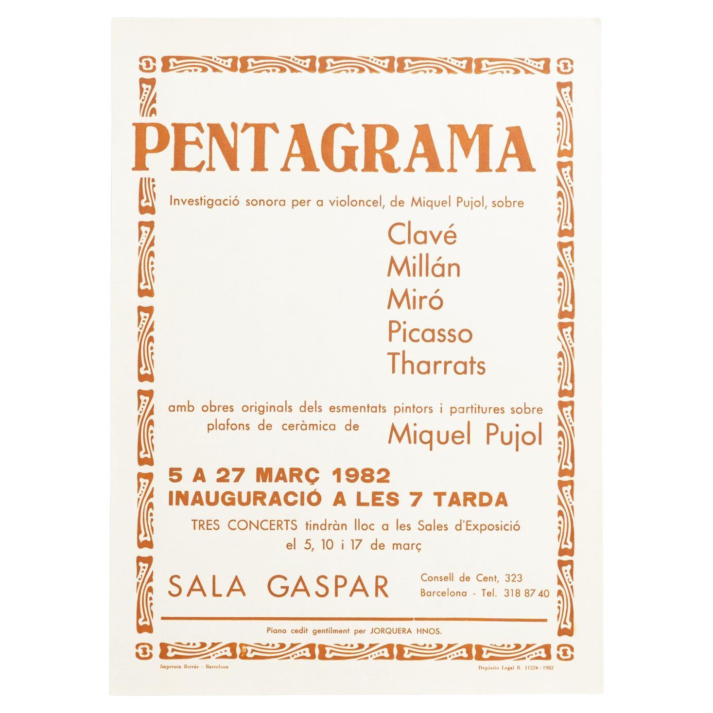 Original Exhibition Poster – Pentagrama, Various Artists, Sala Gaspar, 1982
