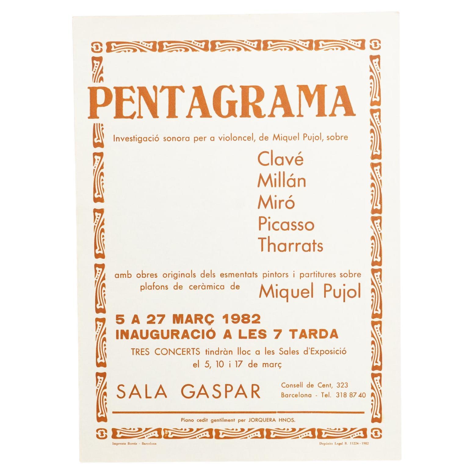Original Exhibition Poster – Pentagrama, Various Artists, Sala Gaspar, 1982