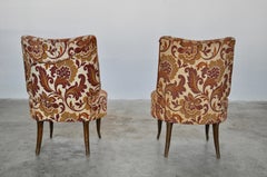 Original Fabric Flowered Goblain Armchair Set, Italy, 1930