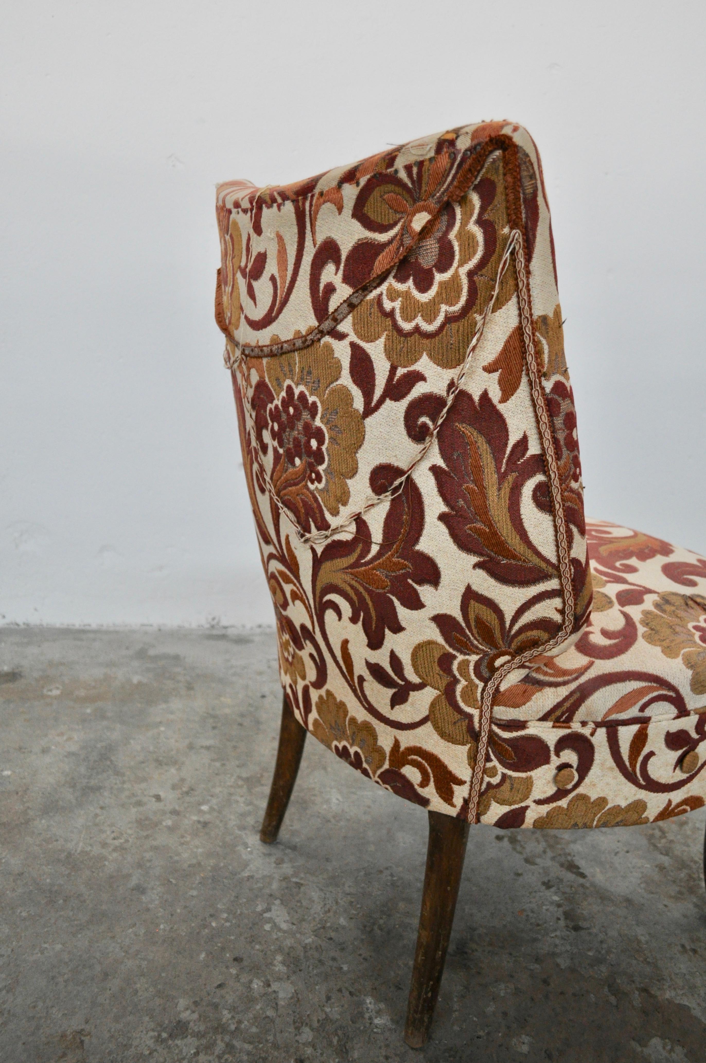 Original Fabric Flowered Goblain Armchair Set, Italy, 1930 In Good Condition For Sale In Manzano, Friuli Venezia Giulia