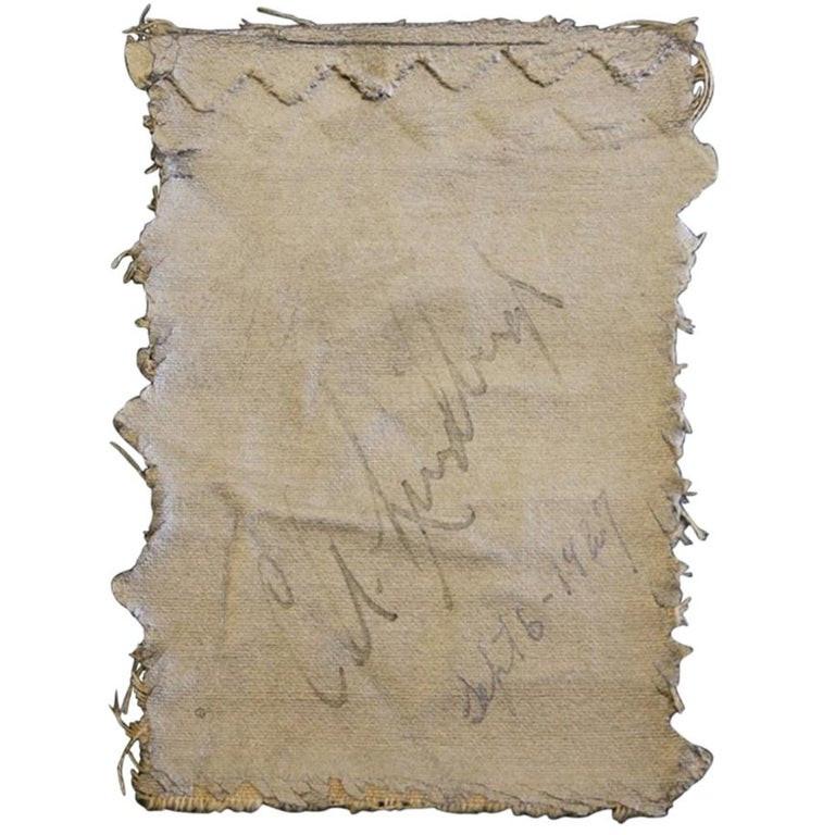The largest piece of original Spirit of St Louis fabric we have seen
Signed by Charles Lindbergh
Provenance from the collection of James E. Morrow - a member of the welcoming committee that greeted Lindbergh after his historic flight
Charles