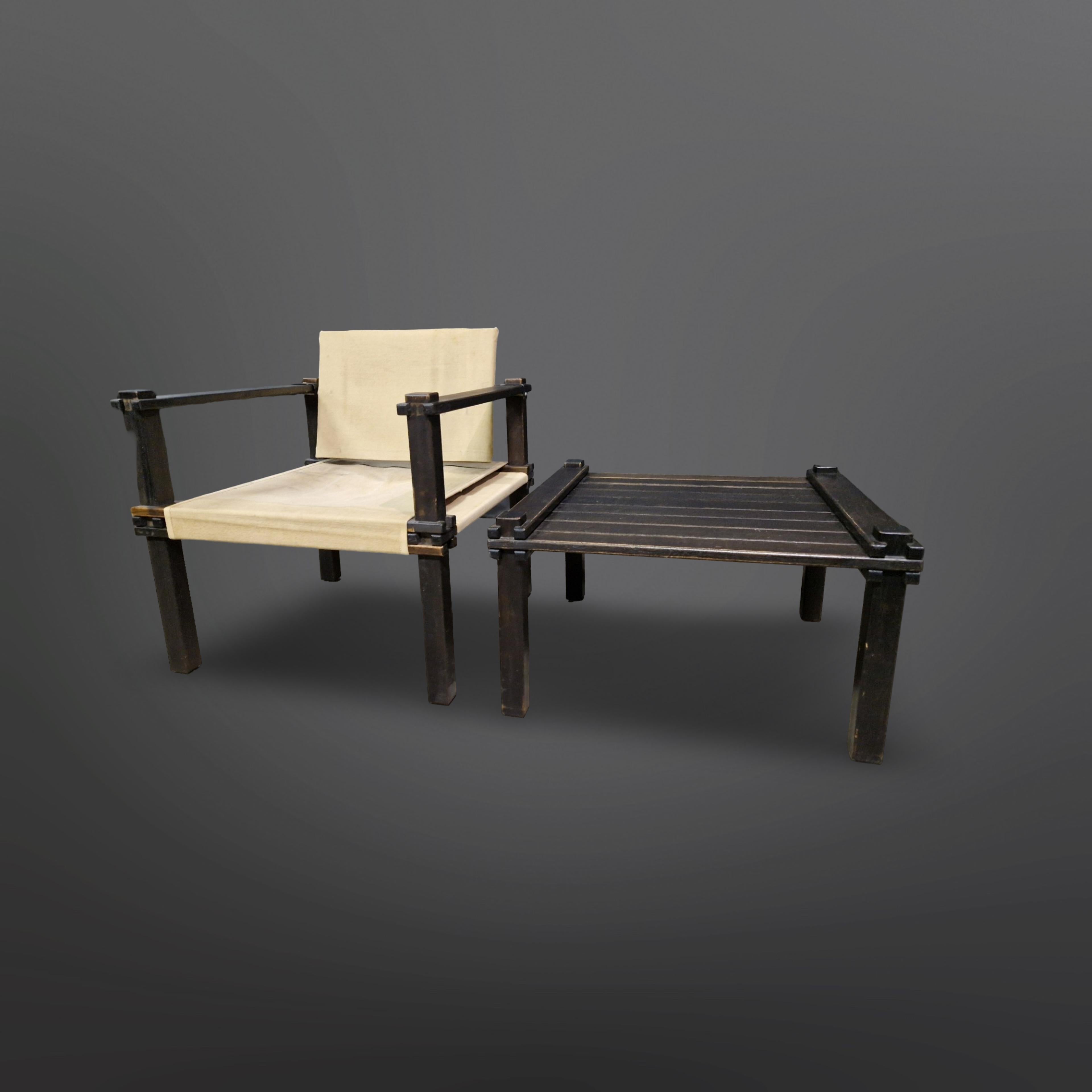 Original farmer chair and table by Gerd Lange for Bofinger, Germany 1960s For Sale 14